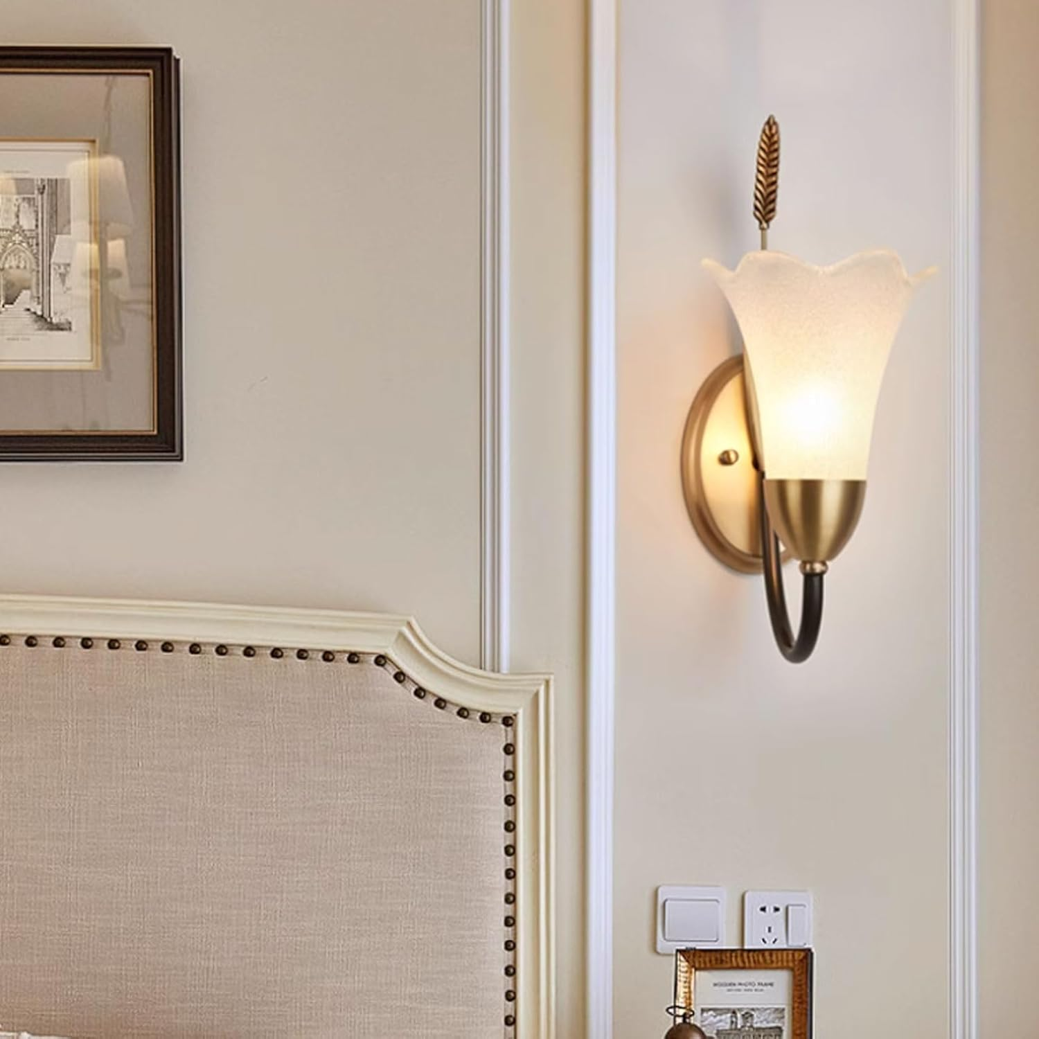 Wall Sconce Light Home Entrance Glass Shade Lighting Fixtures Vintage Brass Bathroom Vanity Wall Lamp with E14*1 Light Wall Lighting image number 6