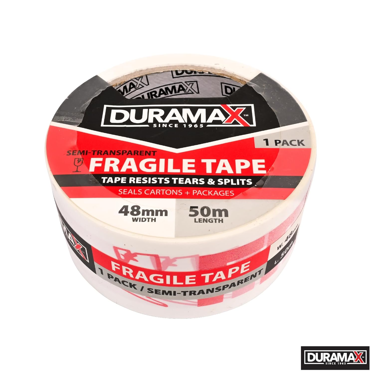 Duramax Fragile Printed Tape, 48 Mm X 50 Meter Size (Pack of 2) image number 2