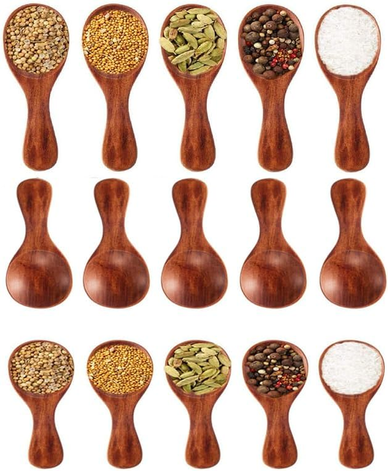 20 Pack Mini Wood Spoon with Short Handle-Small Wooden Salt Spoon, Perfect for Small Jars of Jam, Spices, Condiments, Seasoning, Sugar, Honey, Coffee, Tea, Mustard, Ice Cream image number 5