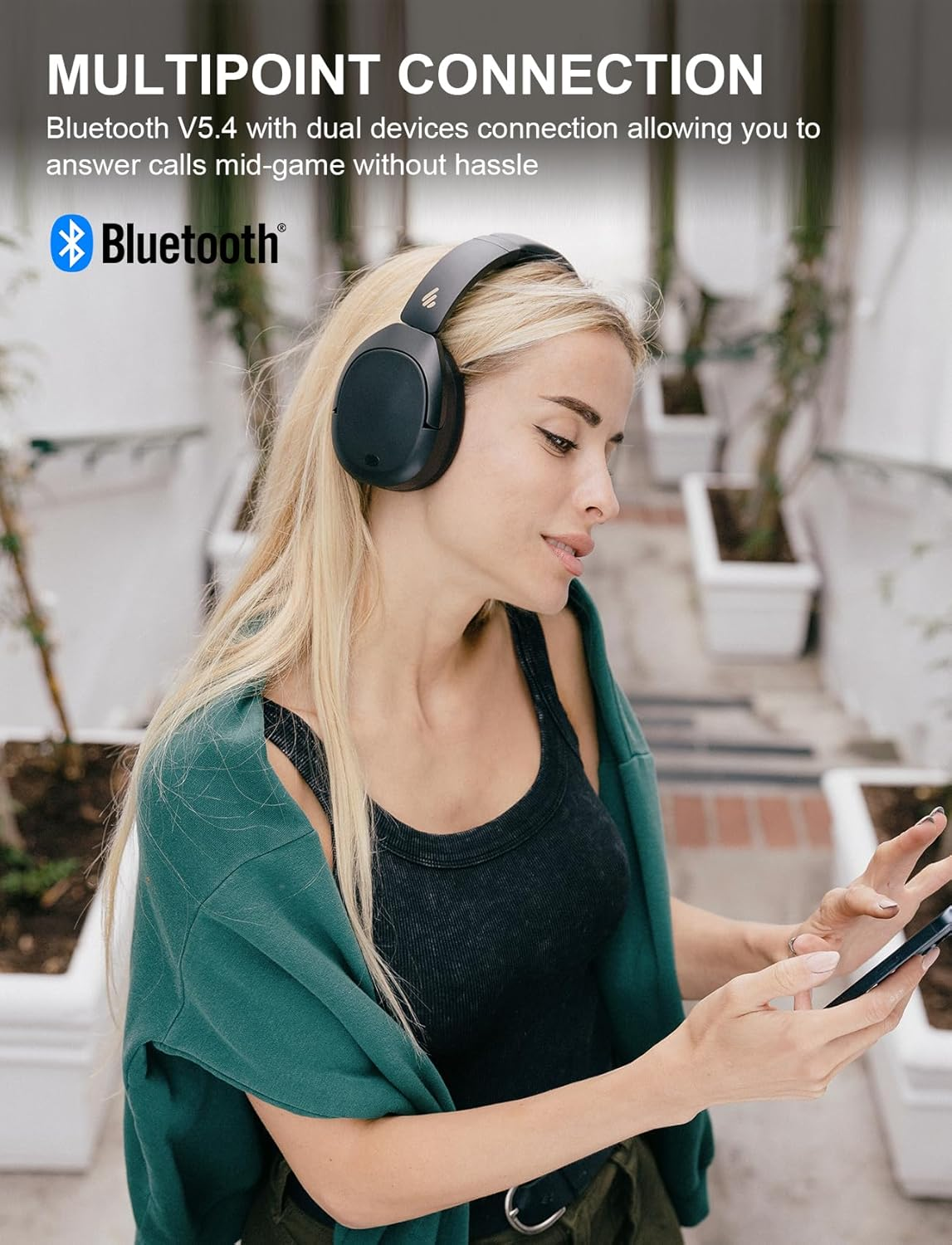 Edifier W830NB Active Noise Cancelling Headphones Bluetooth 5.4, Wired & Wireless Headphone with 6 ANC Modes, LDAC Hi-Res Wireless Audio, 94H Playtime, Custom EQ via App, 267G Light for Travel, Black image number 2