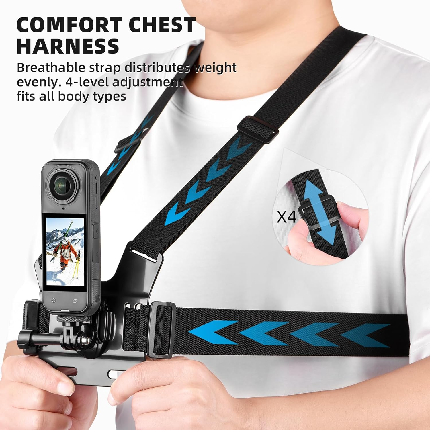 BRDRC Accessories Kit for Insta 360 X5 X4, Chest Mount Head Strap Harness Backpack Clip Holder Wrist Strap, 360&deg;Rotating Adapter + Quick Release for Insta360 One X5 X4 X3 X2 X Camera Accessory Bundle