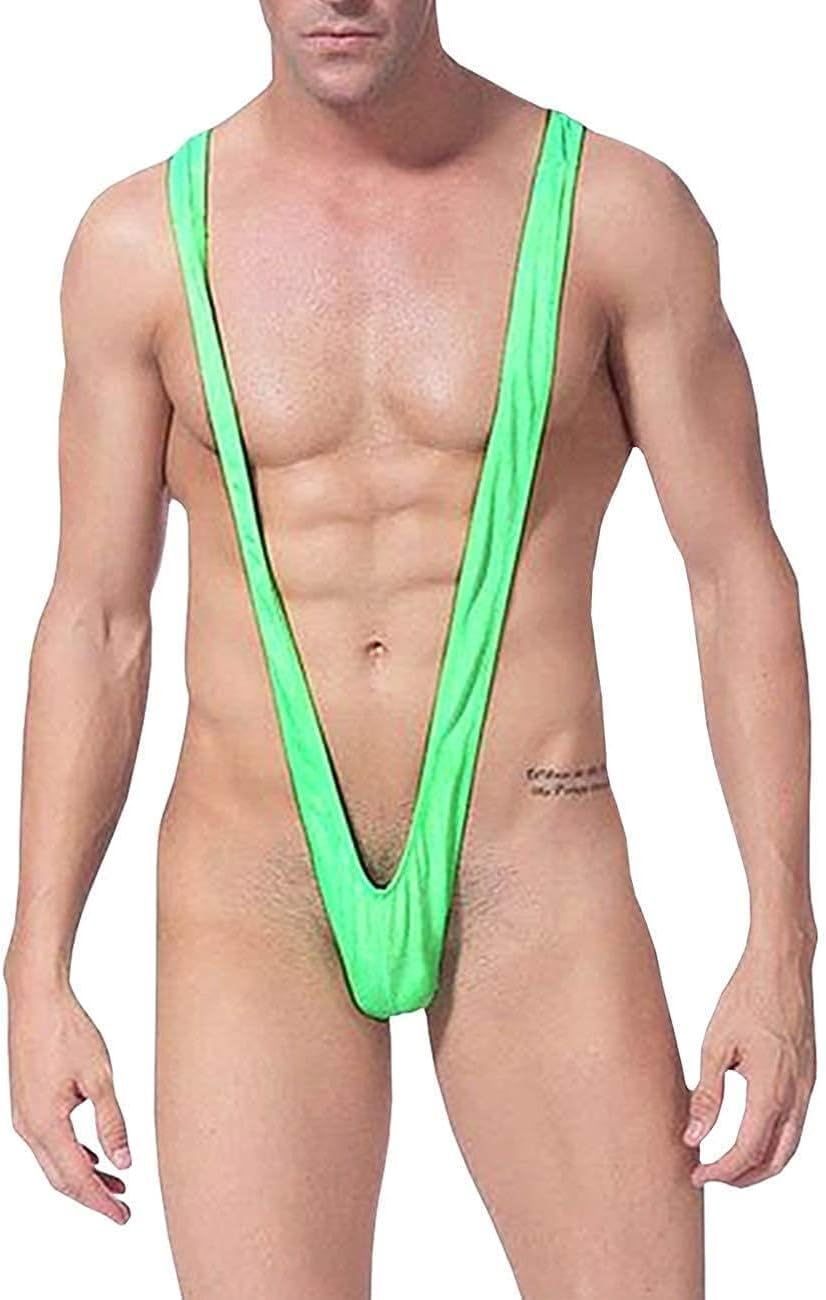 HENWUBEI Men'S Borot Mankini Man Underwear Swimwear Thong Stag Do Fancy Dress Costume, Green image number 2