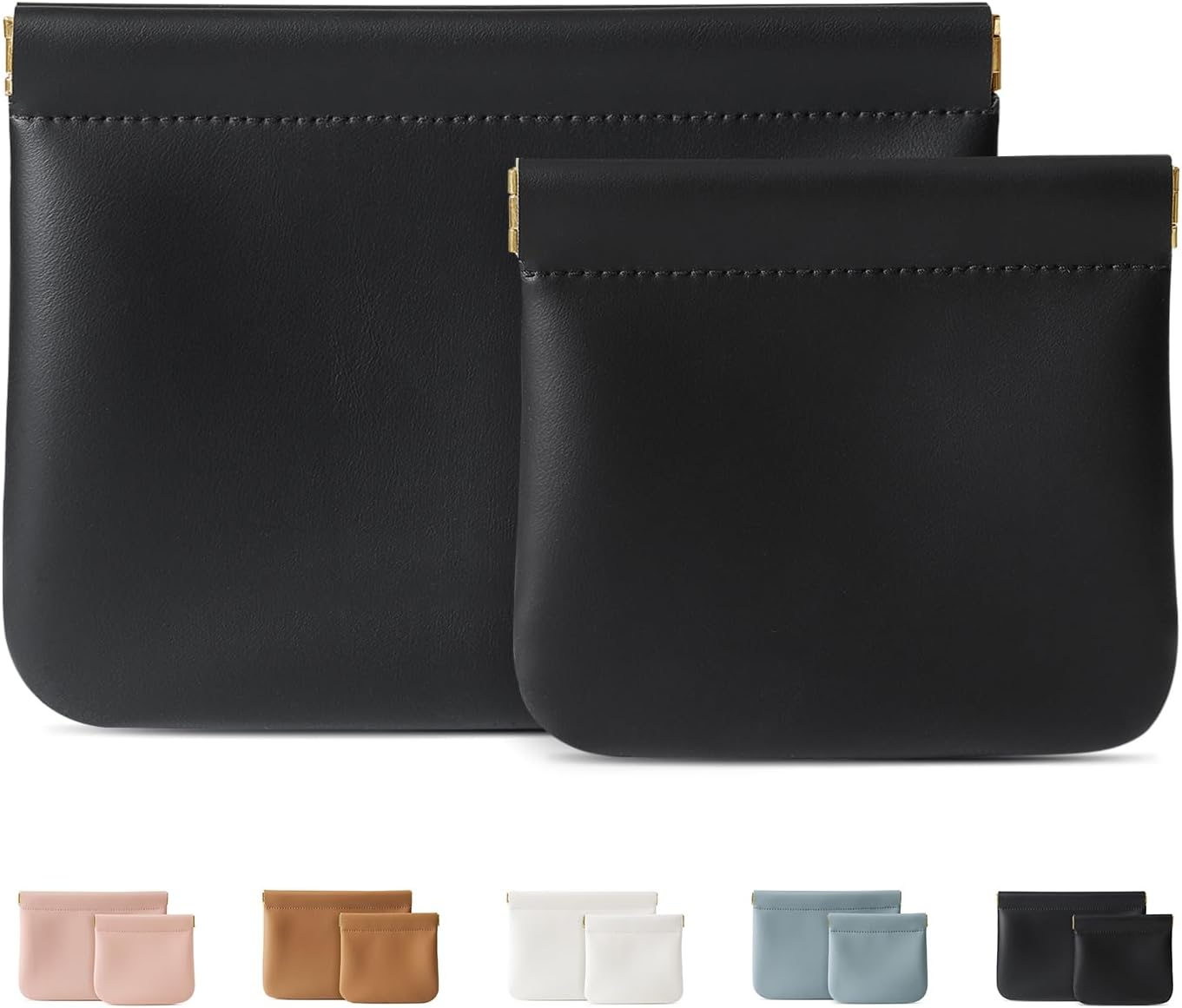 2 Pack Small Makeup Bag for Women, New Organosilicon Super Fiber Leather Mini Cosmetic Bag for Travel, Coin Purse Organizer Storage Pouch, Blue, Stylish