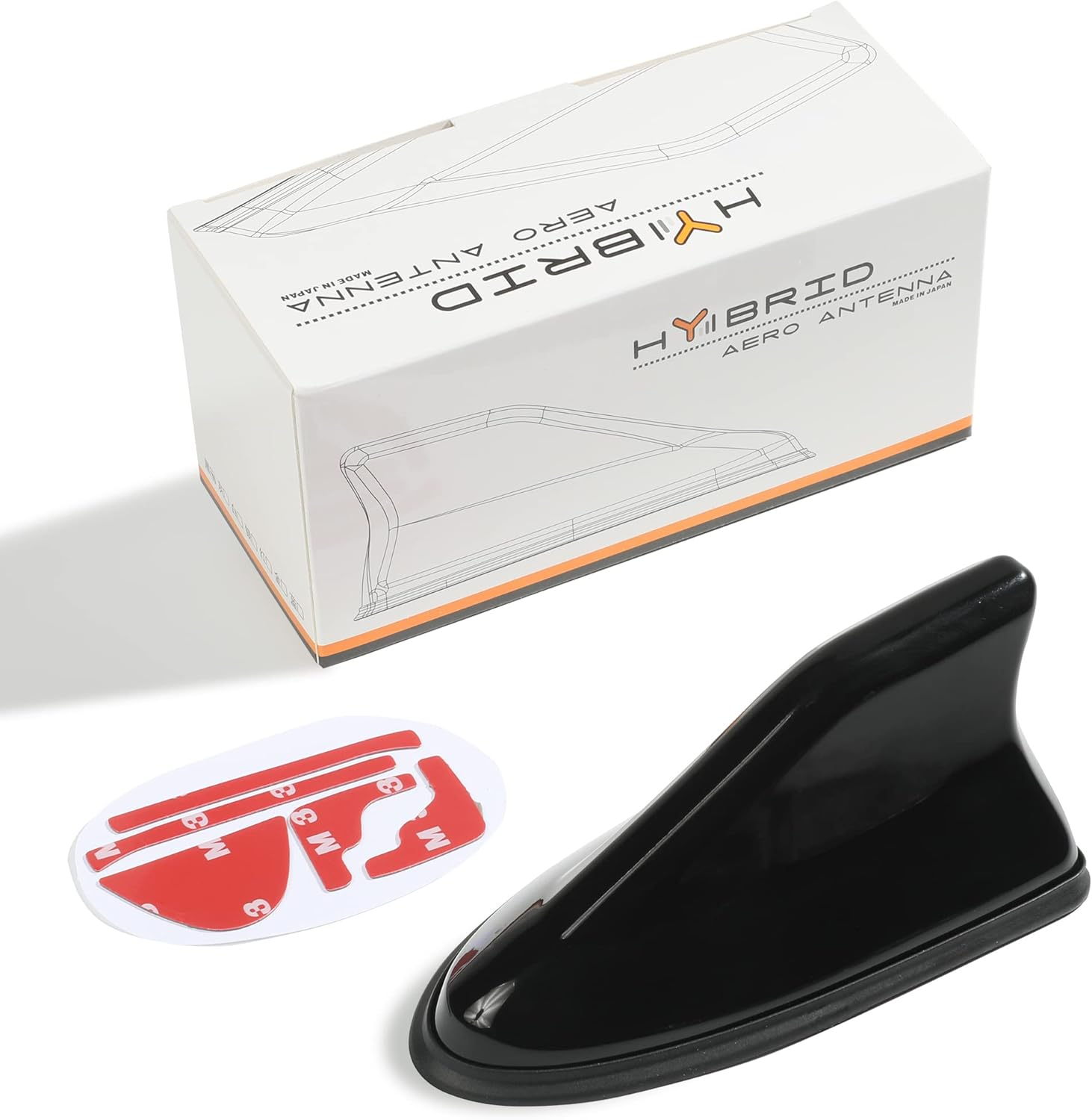 Car Shark Fin Antenna Cover,Universal Car Shark Fin Antenna AM/FM Radio Signal Roof Aerial,Car Decoration Antenna Cover with Adhesive Tape,Car Radio Base Replacement Accessories (Silver)