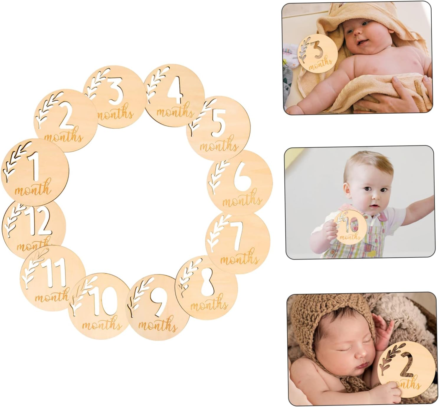 12Pcs Hollowed Monthly Milestone Blocks Growth Commemorative Cards Photography Props for Newborns First Year Memory Recording image number 2