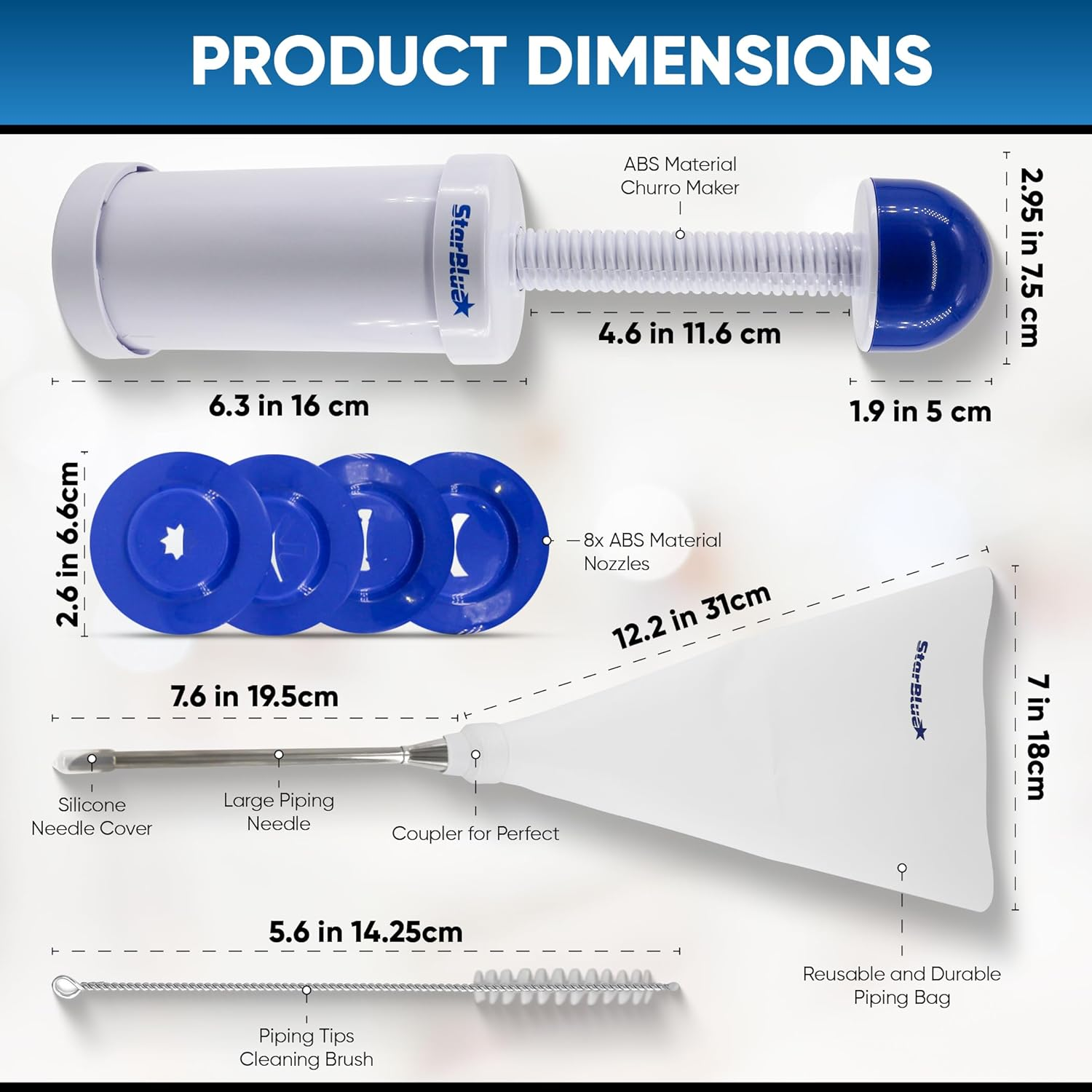 Starblue Churrera Churro Maker and Filler Set - Easy Piping Nozzle Tool for Deep Fry Stuffed Churro, SB-A818 image number 6