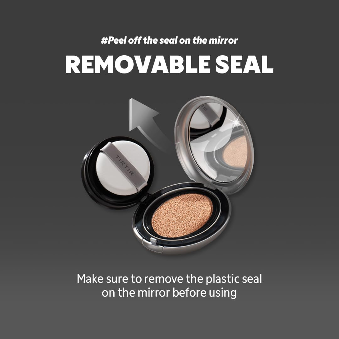 TIRTIR Aura Glow Silver Cushion | Korean Cushion Foundation, (#23N Sand, Full Size, 0.63 Fl Oz) - Sand image number 2