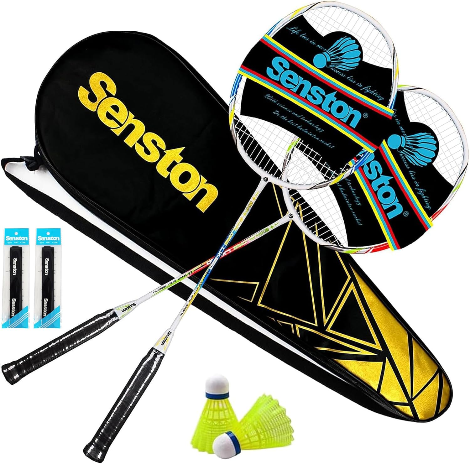 Senston Badminton Racket Set of 2 Graphite Shaft Badminton Racquet Set Including Badminton Bag,2Badminton Shuttlecocks, 2 Badminton Grips image number 2