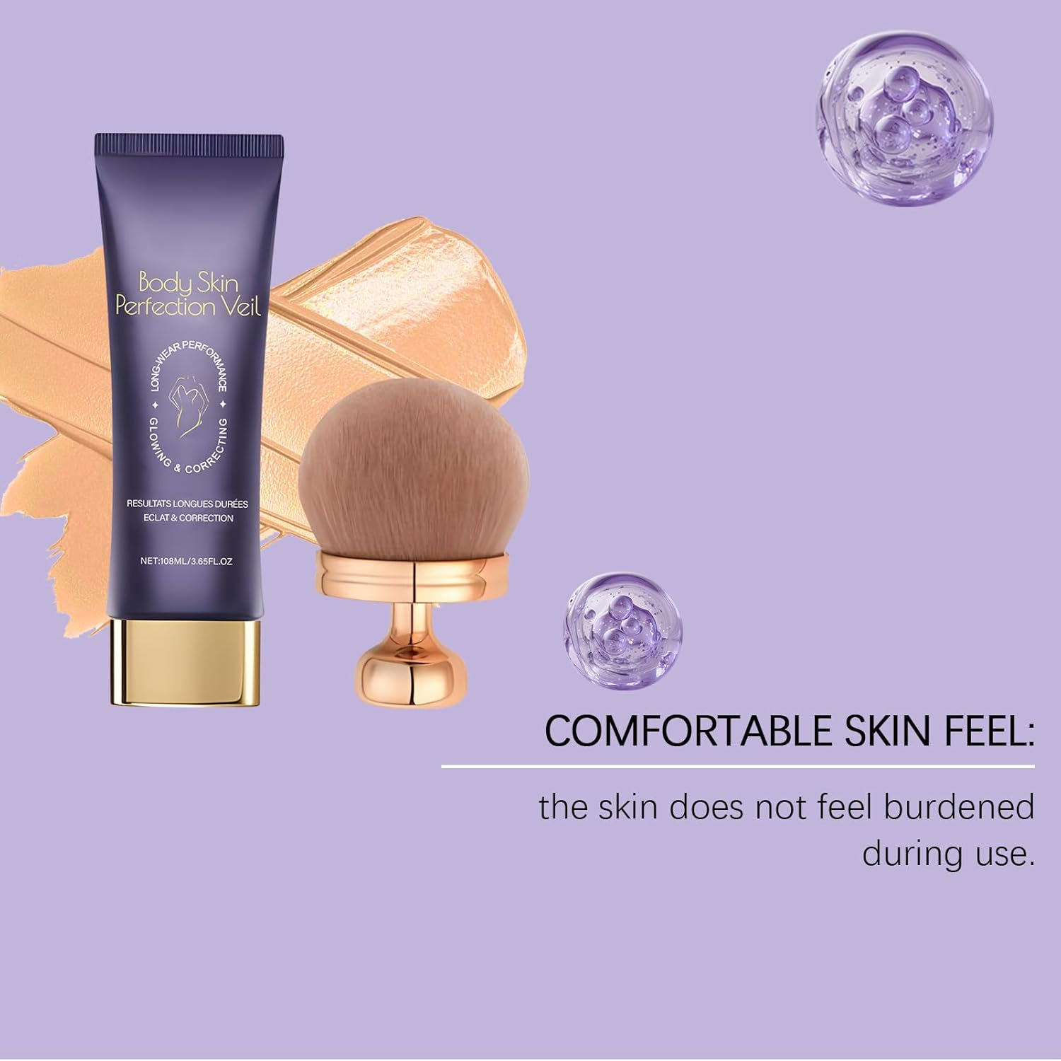 Body Coverage Perfector with Brush &ndash; 2-In-1 Body Camouflage and Illuminator, Long-Lasting Sweat-Proof Concealer, Waterproof Full Coverage for Legs & Body (Warm Radiance) image number 5