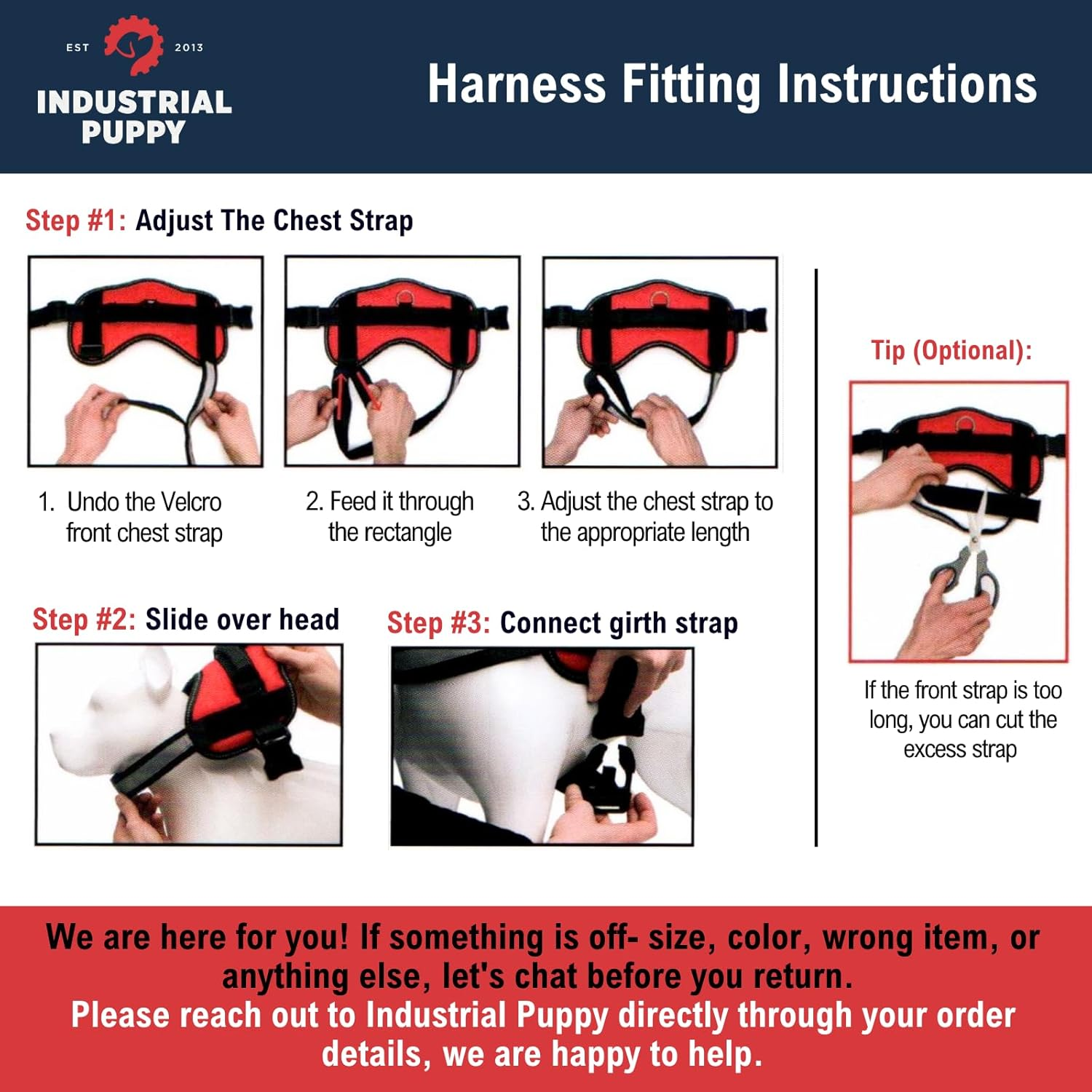 Industrail Puppy Emotional Support Vest Harness with Hook and Loop Straps and Handle, 2 Reflective Emotional Support Velcro Patches, Detachable, ESA Matching Leash Set, Dog Accessories, XXS, Red