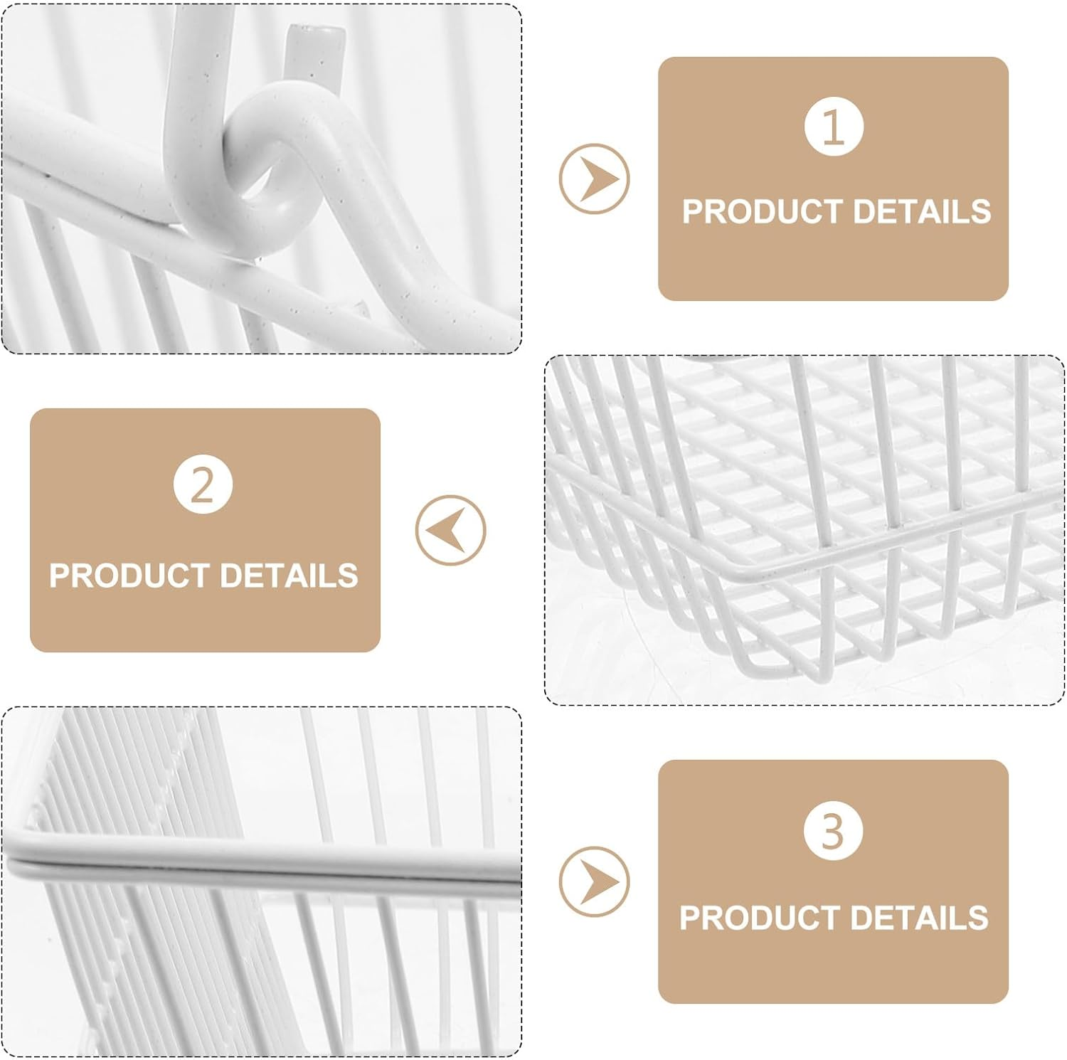 Generic Portable Handheld Shopping Basket with Handle, Large White Storage Basket for Home Organization and Desktop Cosmetics Storage, image number 5