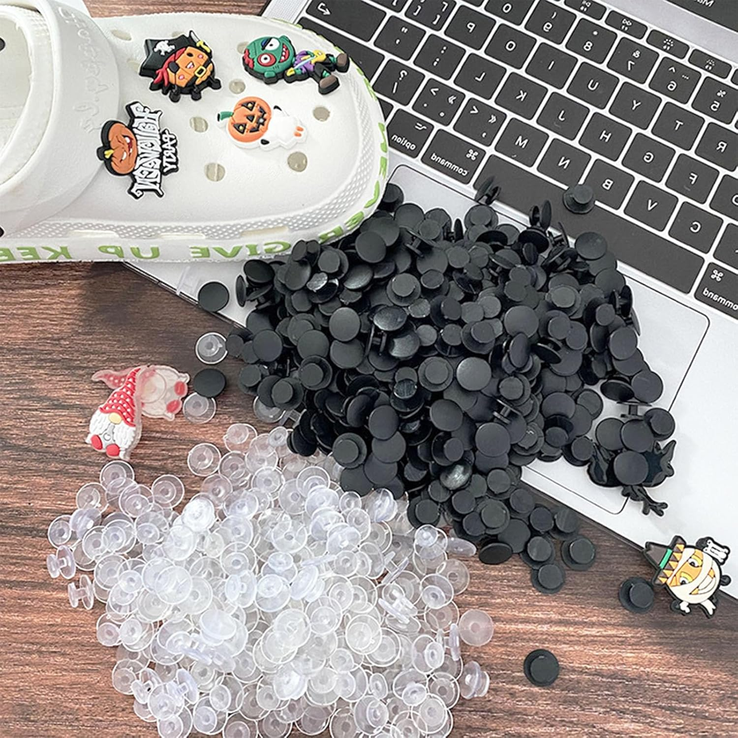 500Pcs Transparent Buttons Plastic Clear Buckles,Diy Shoes Charms Accessories for Shoe Charm Shoe Glue Shoe Charms Plastic Button image number 1