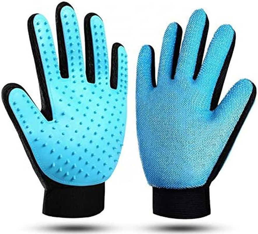 Premium Magic Brush Grooming Glove for Dogs, Cats and Horses, Pet Hair Remover, Practical Fur Changing Accessories, Brush for Removing Short and Long Animal Hair (Blue, Right)