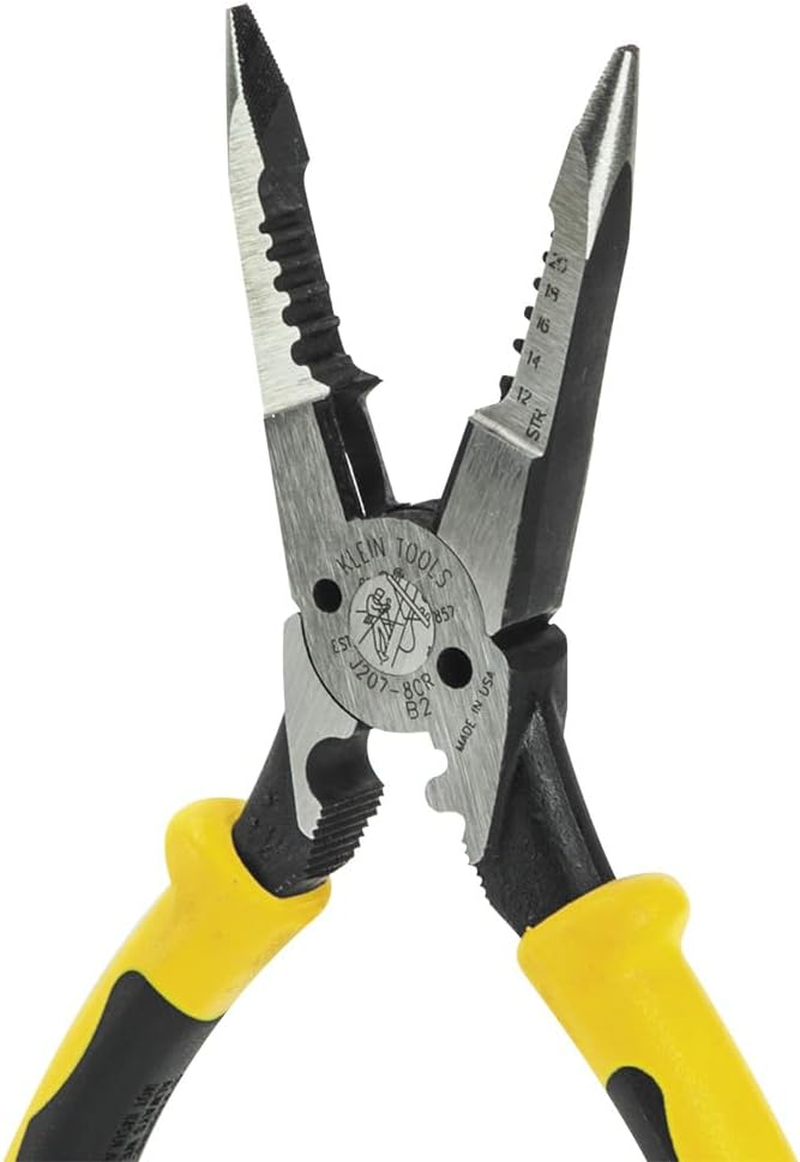 Klein Tools Needle Nose Pliers with Crimper, All Purpose Plier Crimps, Strips, Cuts, Loops, and Shears J207-8CR image number 2