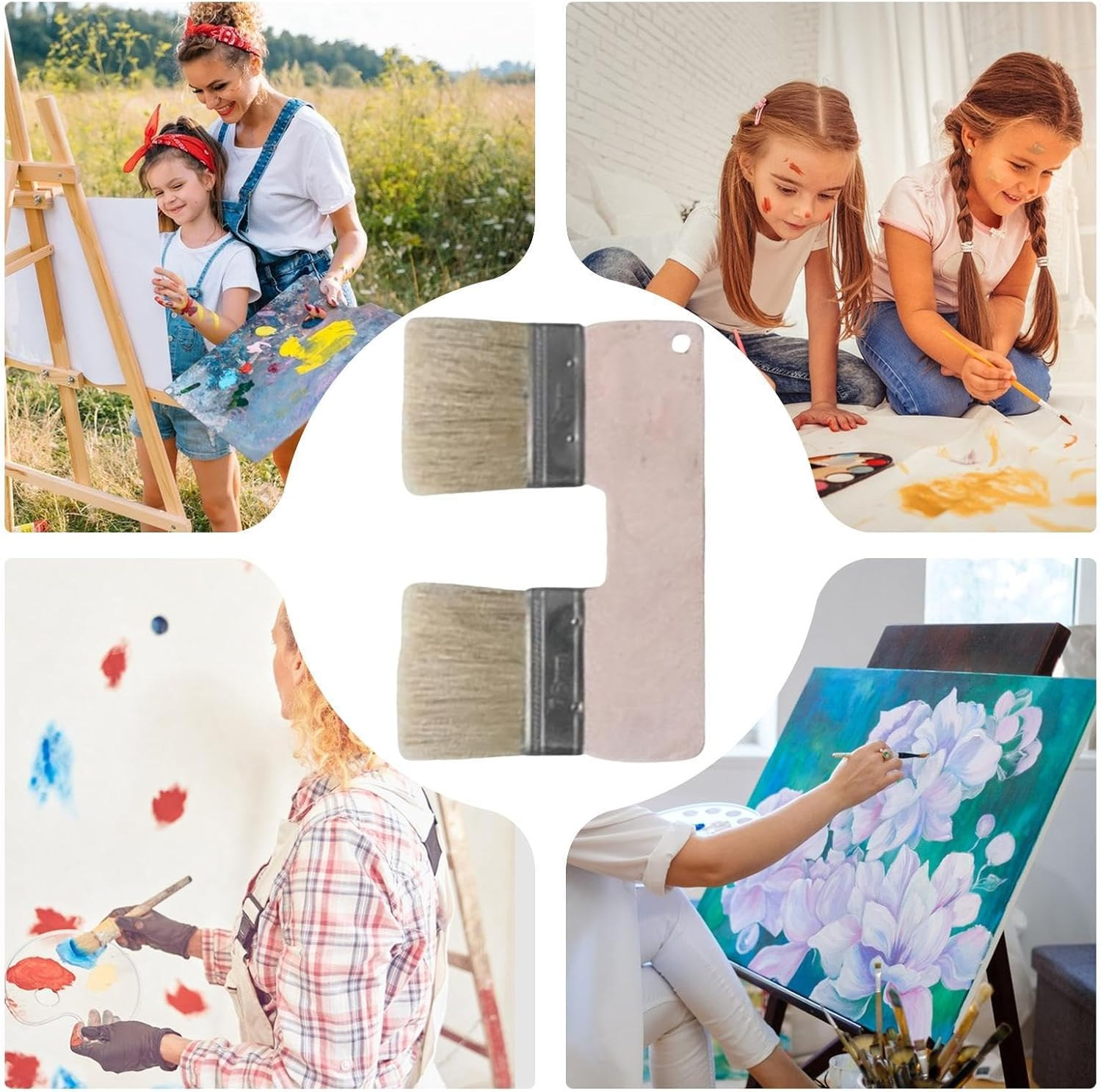 Double Brush, Acrylic Paint Brushes | 3" Brush Art Mural Tools Texture Brush Acrylic Paint Brushes image number 3