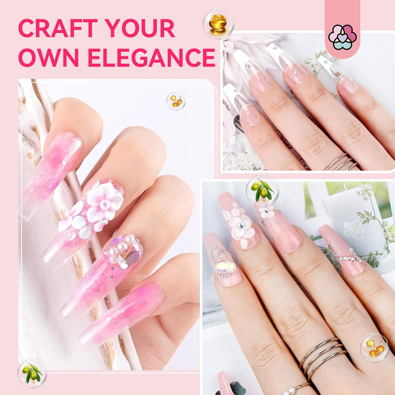 SAVILAND Acrylic Nail Kit with Drill: Professional Acrylic Nail Set for Beginners with Everything U V Light 3 Colors Gel Polish Decorations Nails Tools for Home Salon Use Christmas Gift Set image number 1