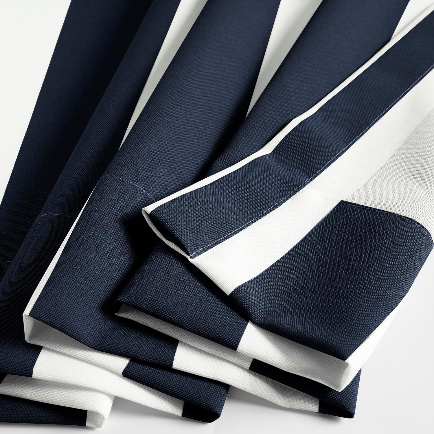 HPD Half Price Drapes Villanova Striped Grommet Outdoor Curtains for Patio (1 Panel) - UV & Water Resistant Light Filtering 200 GSM Polyester Curtains - 50W X 84L, Nautical Navy Blue Stripe