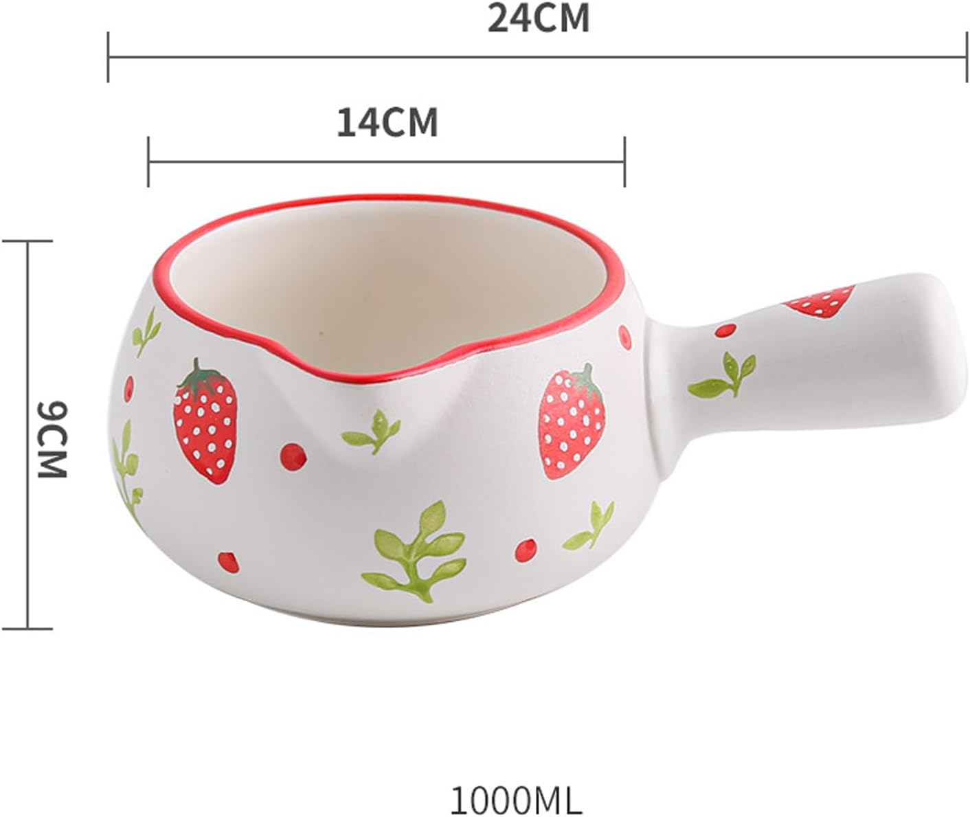 Strawberry Milk Pan Ceramic Saucepan Milk Pot for Stove Butter Warmer Pot Milk Boiling Pot Small Cooking Pot