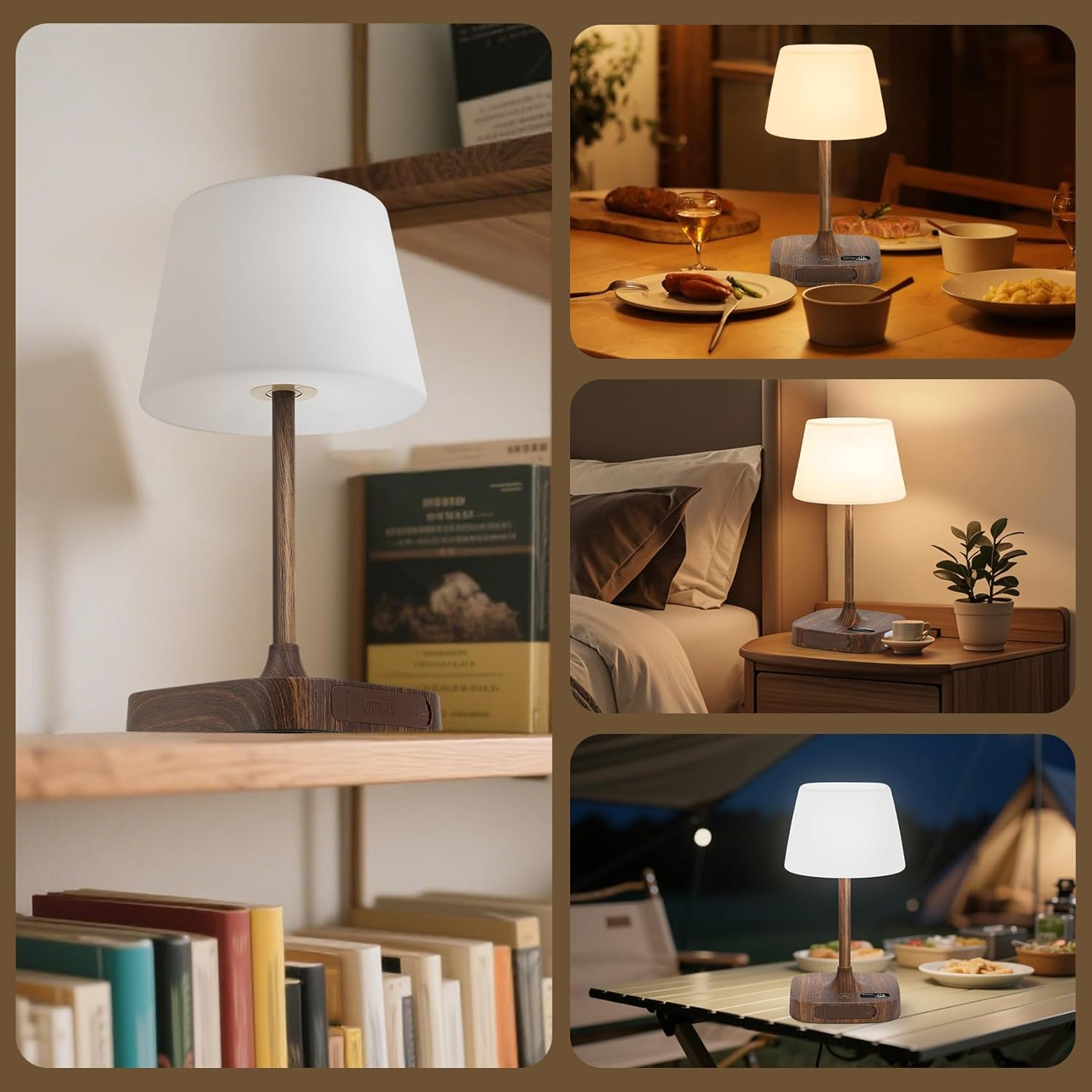 IP65 Waterproof Shower Lamp | 8000Mah Rechargeable Cordless Touch Lamp with 3 Colors & 5 Brightness, Dimmable LED Display | Portable Table Lamp for Bathroom, Bedroom, Camping, Outdoor