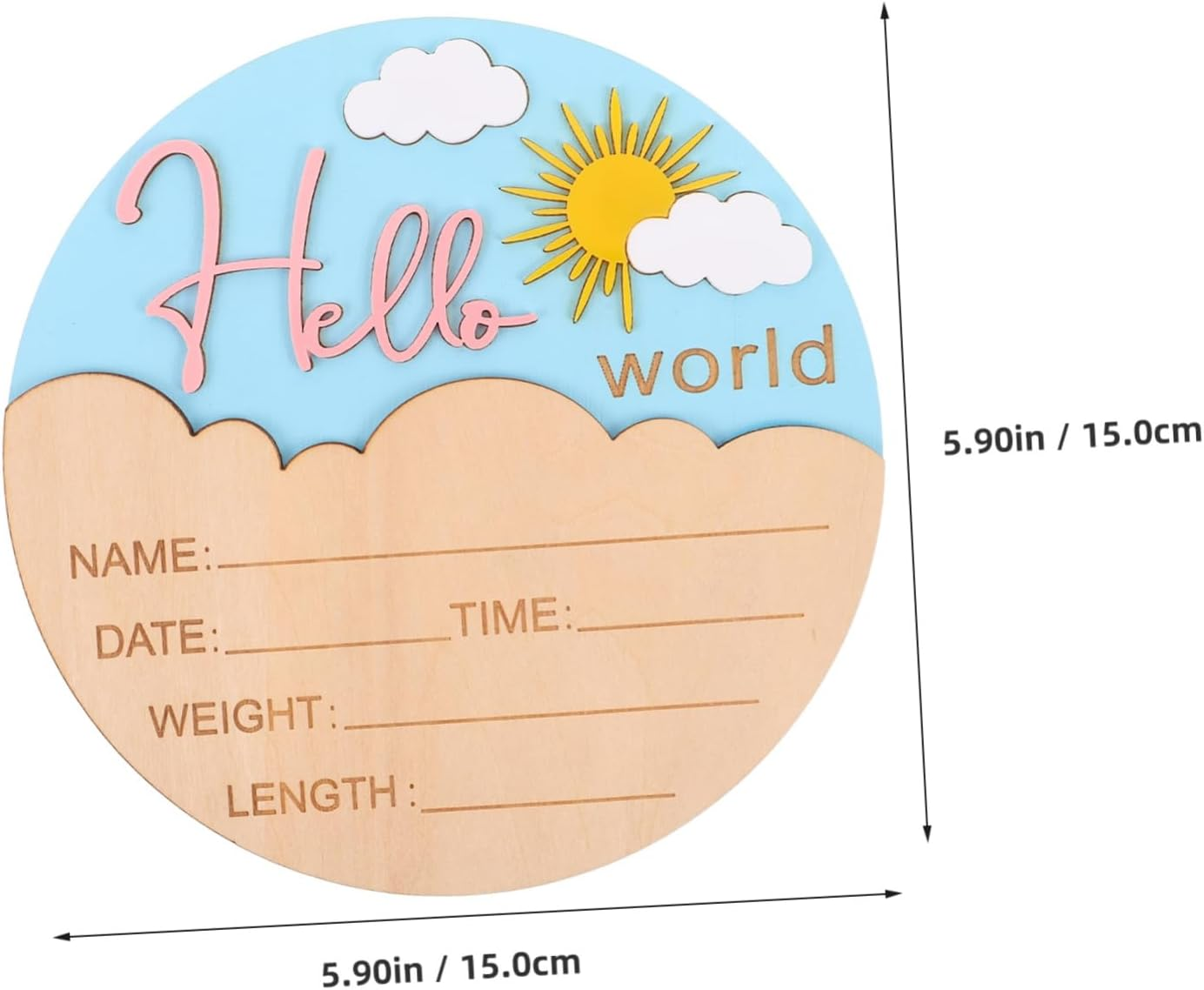 Minkissy Wooden Announcement Sign Photo Props Newborn Welcome Plaque Nursery Decor Gender Neutral Durable Keepsake for Hospital Shower and Nursery - Multi image number 4