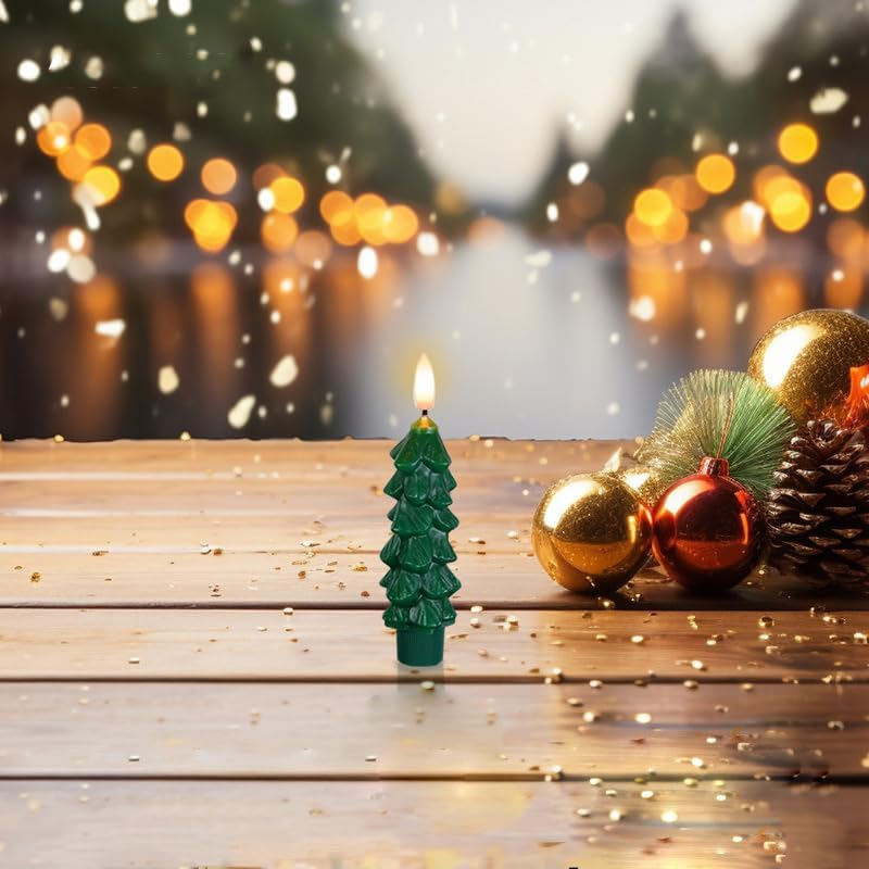 Flameless LED Christmas Tree Candles Set, Realistic Wax Design and Warm White Light, Perfect for Holiday Decoration and Gifts (6 Pack, 5 Inch) image number 5