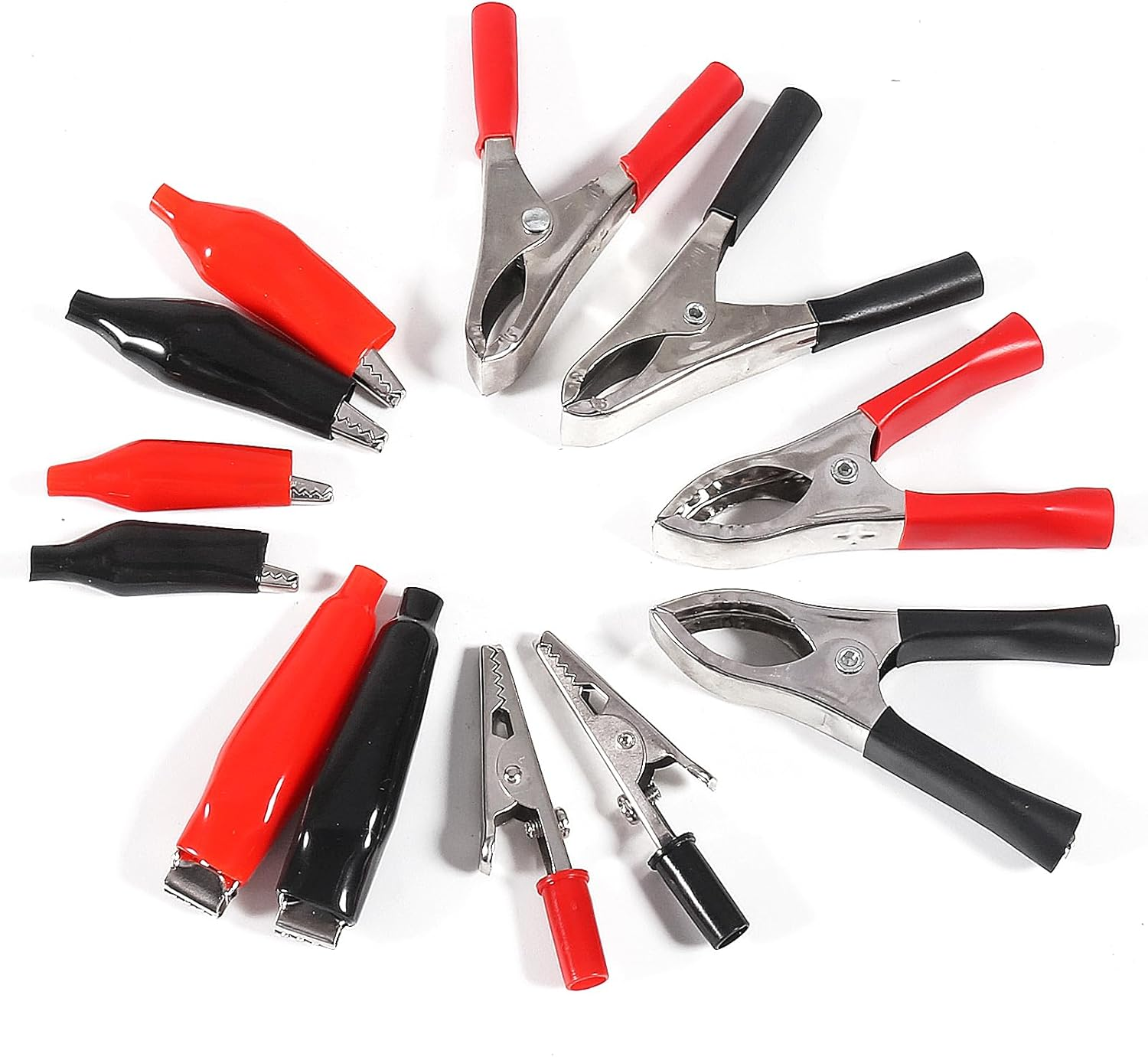 DIANN 60Pcs 10 Type Metal Alligator Clip Clamp Assortment Kit Red Black Crocodile Electrical Test Clamps Connector Jumper Helper with Protective Insulation Cover for Laboratory Testing image number 4