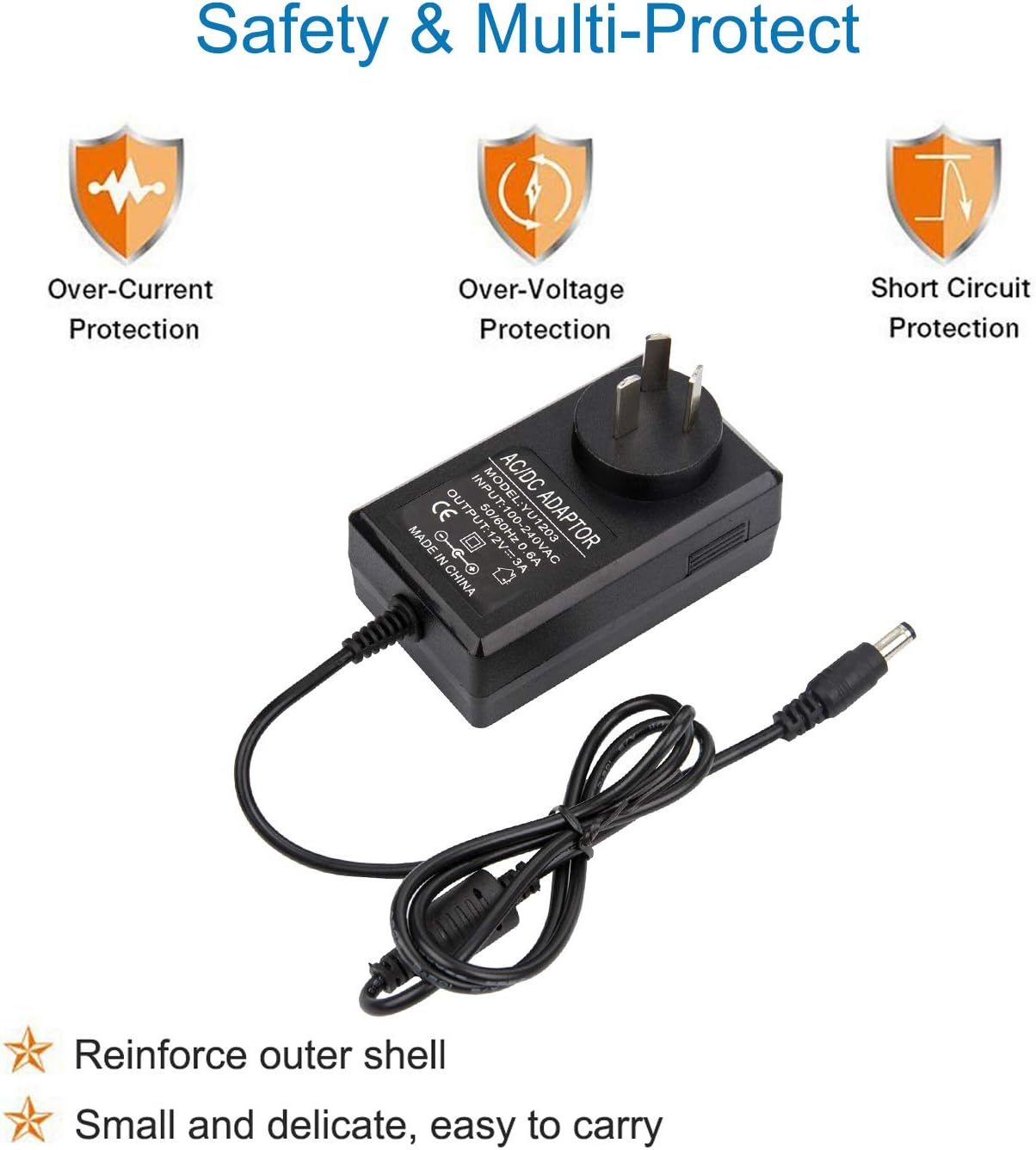 12V 3A Power Adapter, Cfsadapter AC 100V-240V to 12V 3A Power Supply Adapter AC to DC 5.5Mm X 2.5Mm 36W Switching Charger for LCD Monitor, Wireless Router, CCTV Cameras image number 5