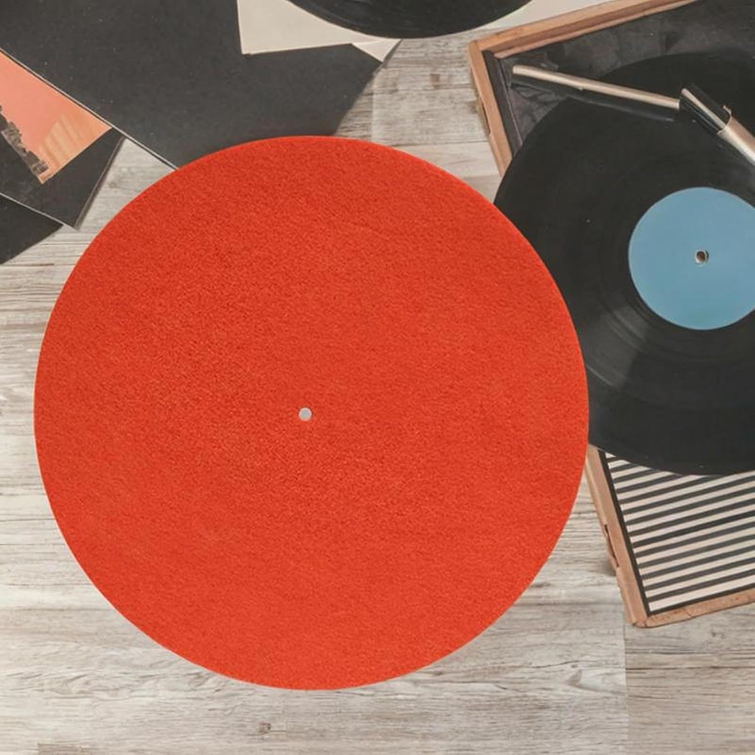 Record Player Mat, 12In anti Slip and anti Static Felt Record Pad Turntable Slipmat Turntable Platter Mat, Orange - Orange image number 6