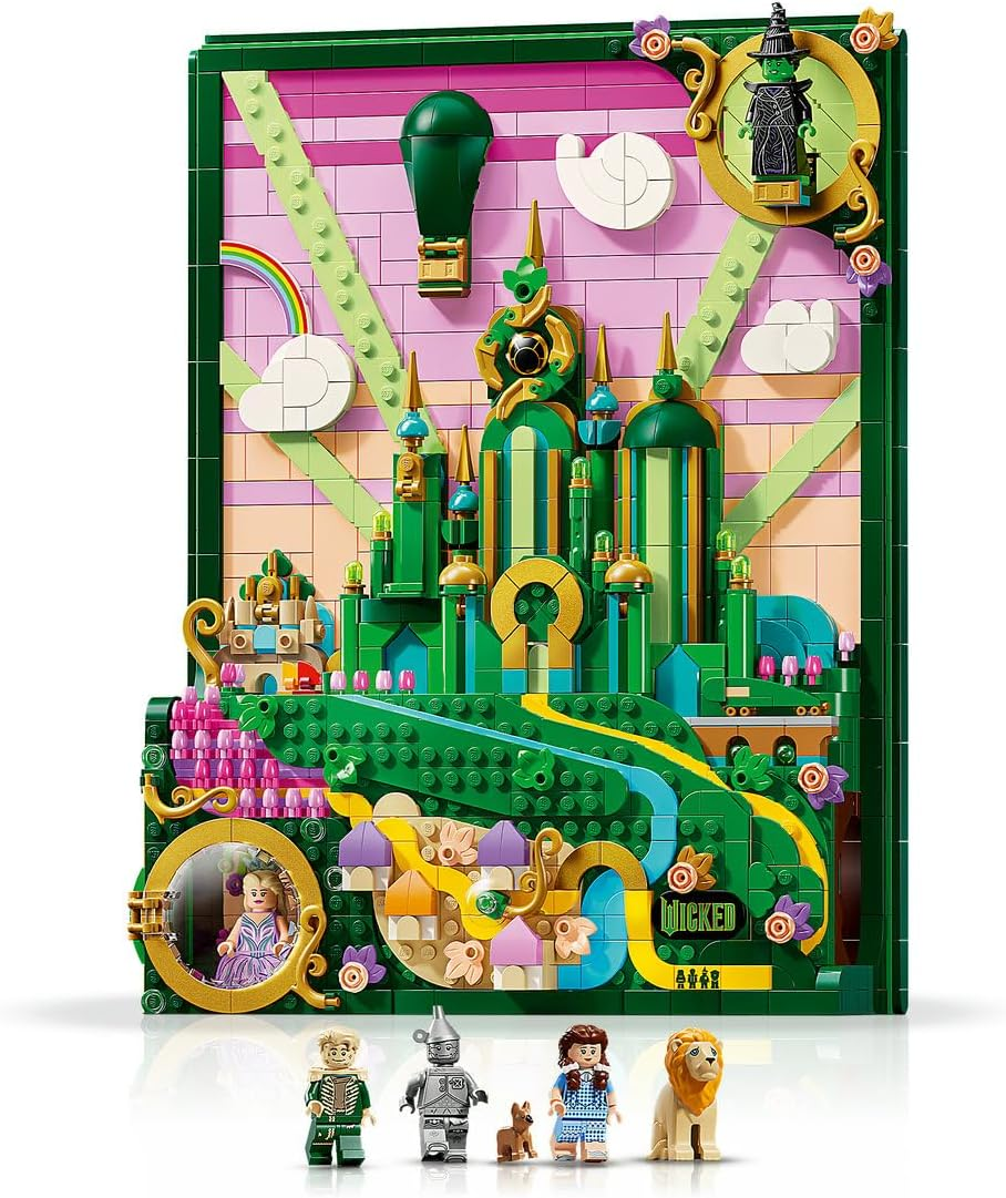 LEGO&reg; Wicked Emerald City Wall Art 75685 Aesthetic Room Decor, Adventure Toy for Adults with 6 Minifigures Including Elphaba, Glinda, Dorothy Gale, Cowardly Lion, Scarecrow and Tin Man image number 3