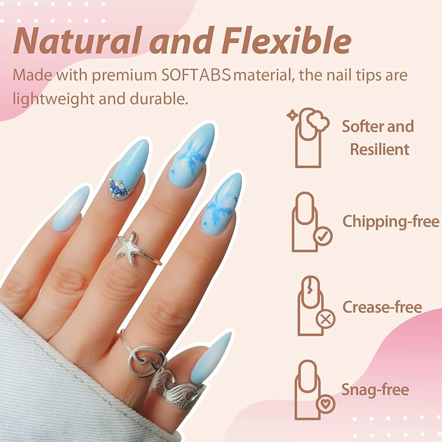 Gaivek 600 Pcs False Nail Tips, Medium Almond Gel Nail Extensions, Full Cover Press-On Nails Kit, Water Drop Shape Artificial Fingernails for DIY Manicure and Salon Use, 12 Sizes image number 5