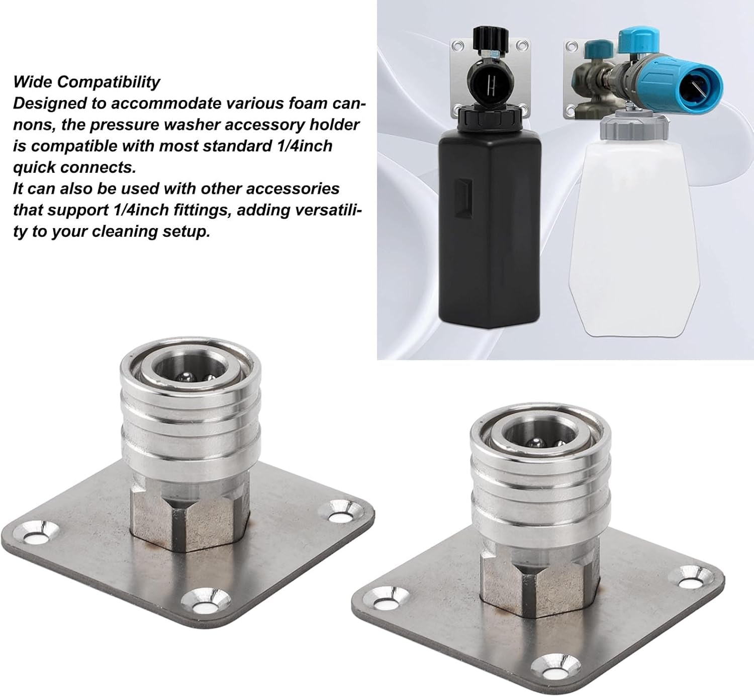 Jiawu Pressure Washer Holder, 2Pcs Wall Mounted Pressure Washer Accessory Holder with 1/4 Quick Connect, Stainless Steel, Organizer for Foam Cannon, Nozzle & Accessories