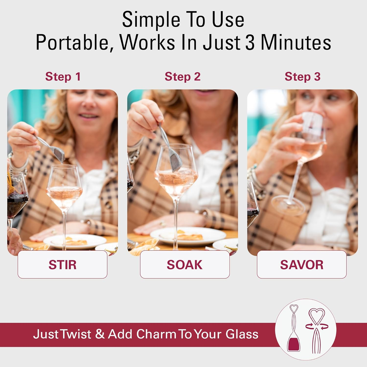 Purewine Wand Technology Histamine and Sulfite Filter, Purifier Alleviates Wine Allergies, Stir Stick Aerates Wine - Pack of 3 image number 6