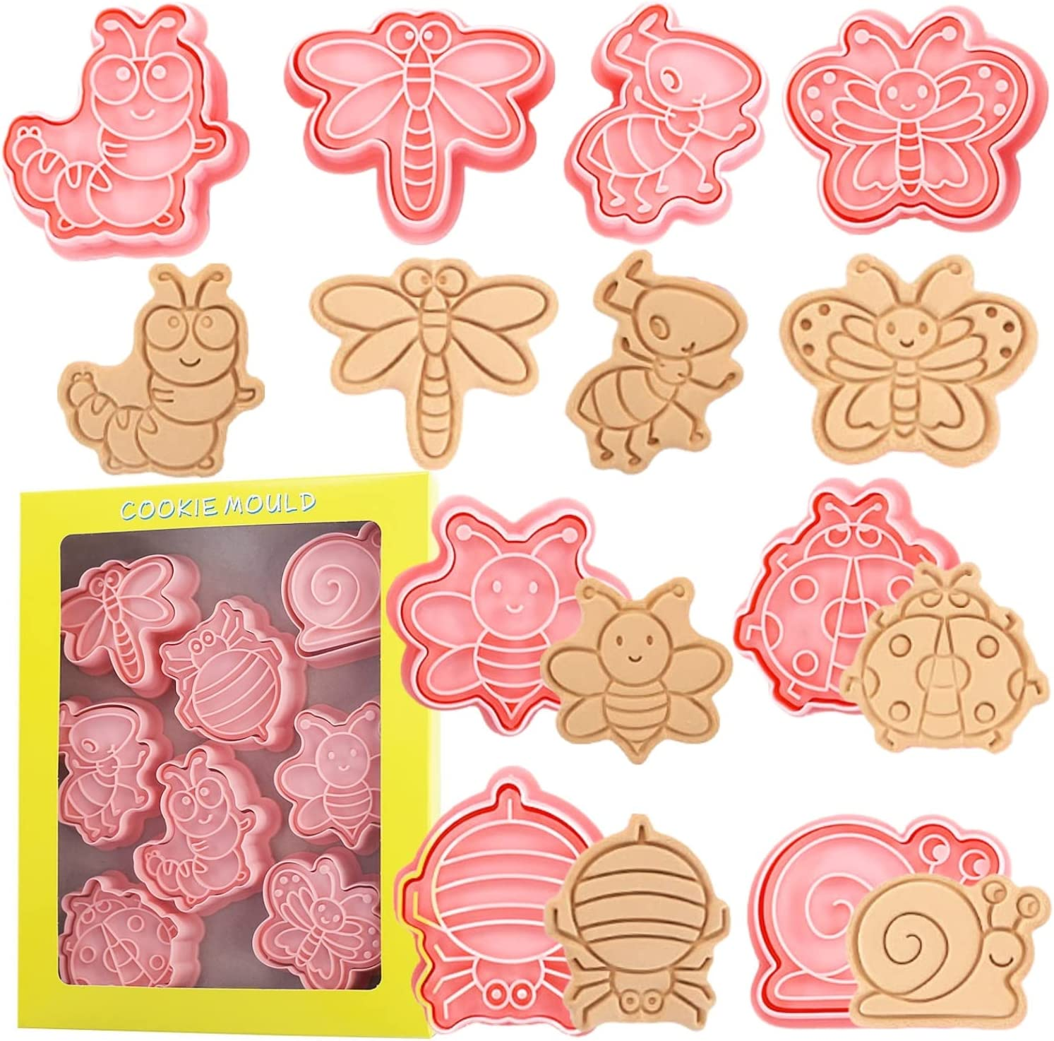 Crethinkaty Farm Animal Cookie Cutter Set-8 Plastic Cookie Stamp- Farm Animal Theme Fun Cookie Mold, Children'S Baking Set.