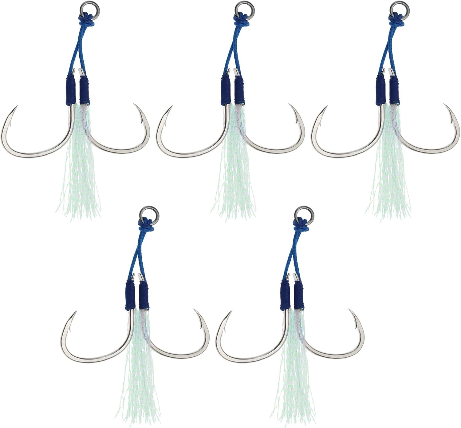 SG Store 5Pcs Double Jigging Assist Hooks Saltwater Dancing Stinger Jigging Hook for All Kinds of Jigging Vertical Jigging Baits Saltwater Jigging