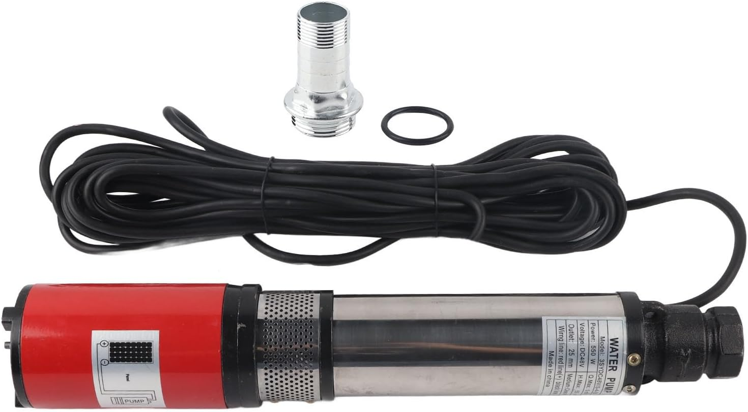 High Solar DC Deepwell Pump Large High Lift Battery Solar Brass Motor Floating Impeller S455 DC48V Lift Well image number 5