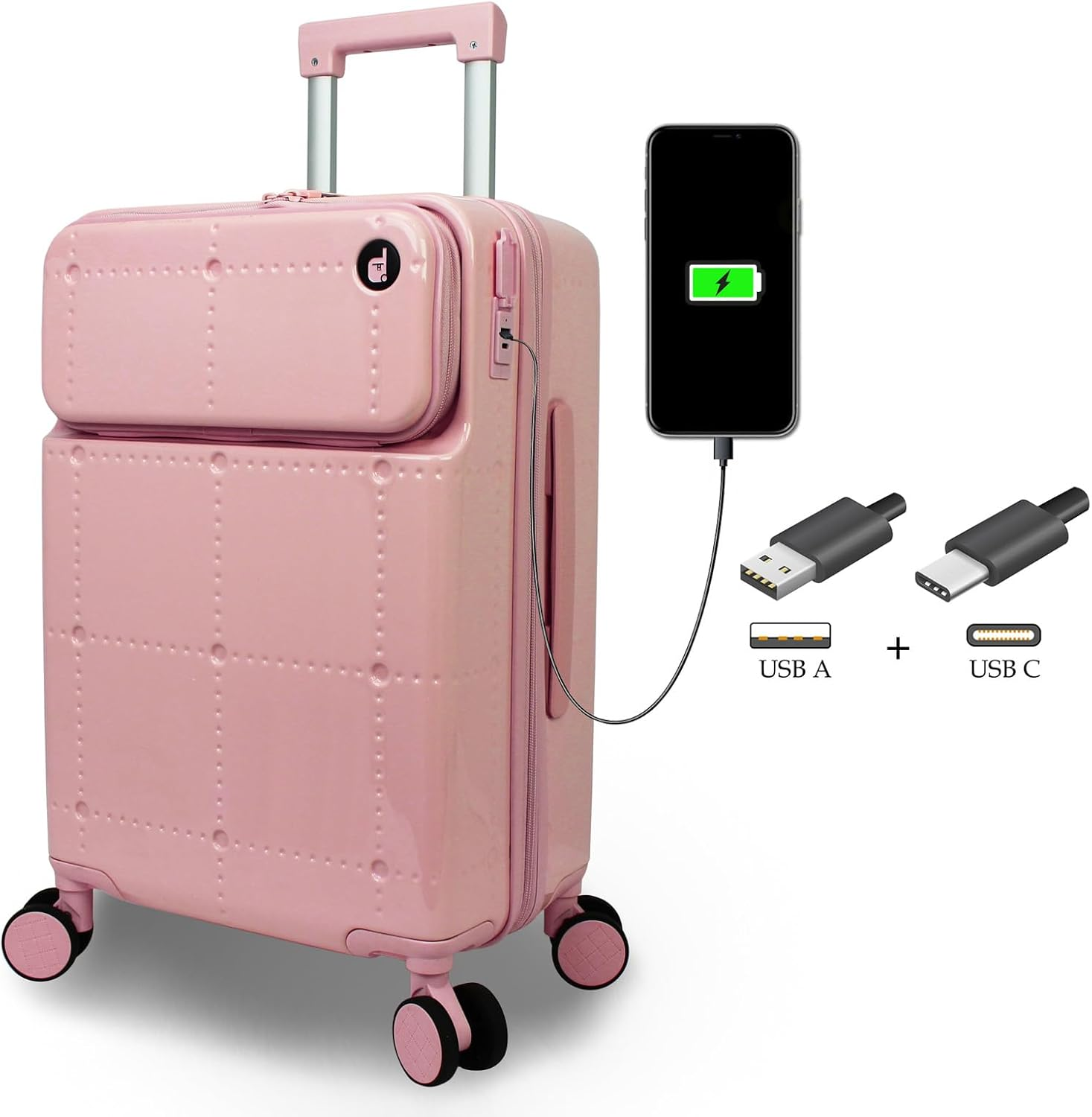 World Traveler Dejuno Smart 20-Inch Carry-On Luggage with USB Ports - Silver image number 4