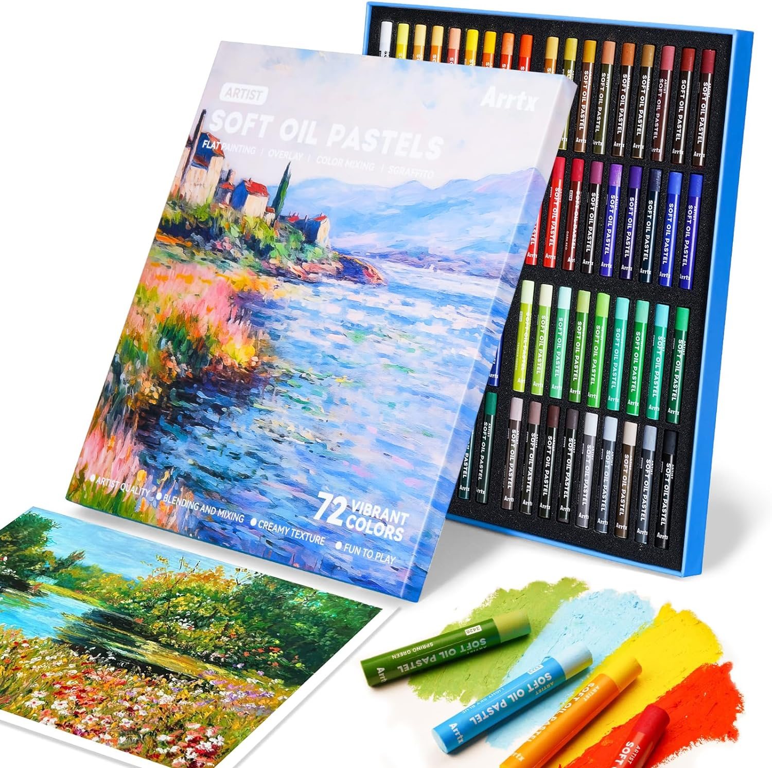 Arrtx Oil Pastels for Artists, 72 Colors Soft Oil Pastels Vibrant and Creamy, Art Pastel Crayons Art Supplies for Professional and Beginners