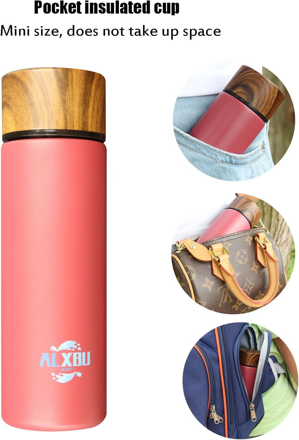 150Ml Insulated Cup,Small Water Bottle- Keeps Cold for 8 Hours, Hot for 6 Hours, Perfect for Purse or Kids Lunch Bag (Pink) - Blue image number 6