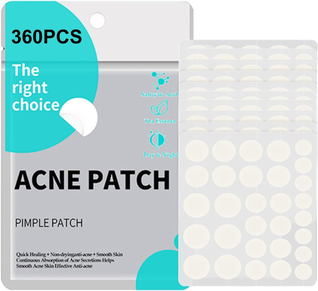 AYOCULTURE Fast-Acting Pimple Patches - Hydrocolloid Acne Patch for Overnight Use - 360Pcs image number 4