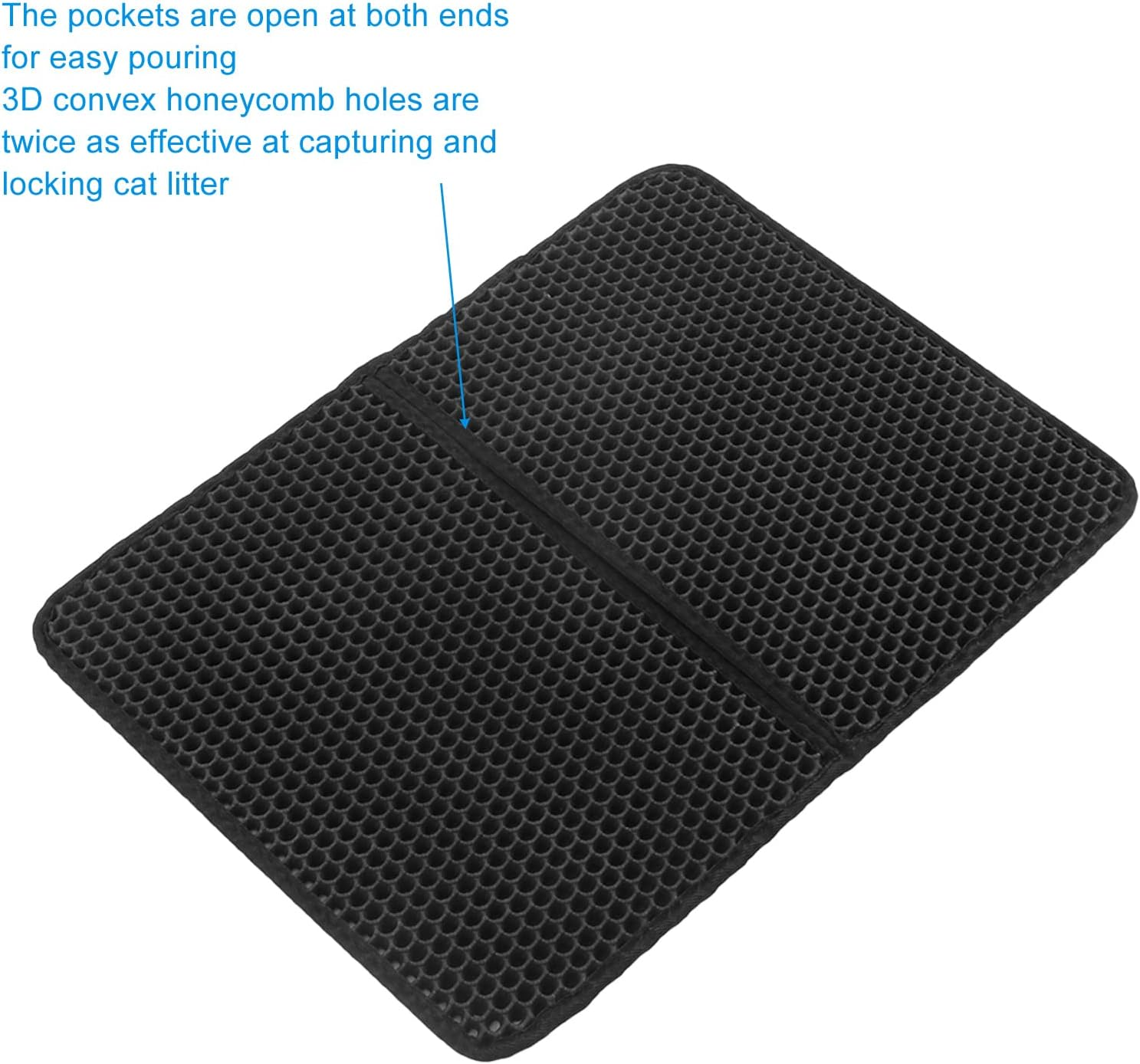 Cat Litter Mat, Double Layer Litter Box Mat,Double Layer Cat Litter Mat Waterproof 3D Holes Prevent Slipping Easy to Clean Cat Litter Trapping Mat image number 2