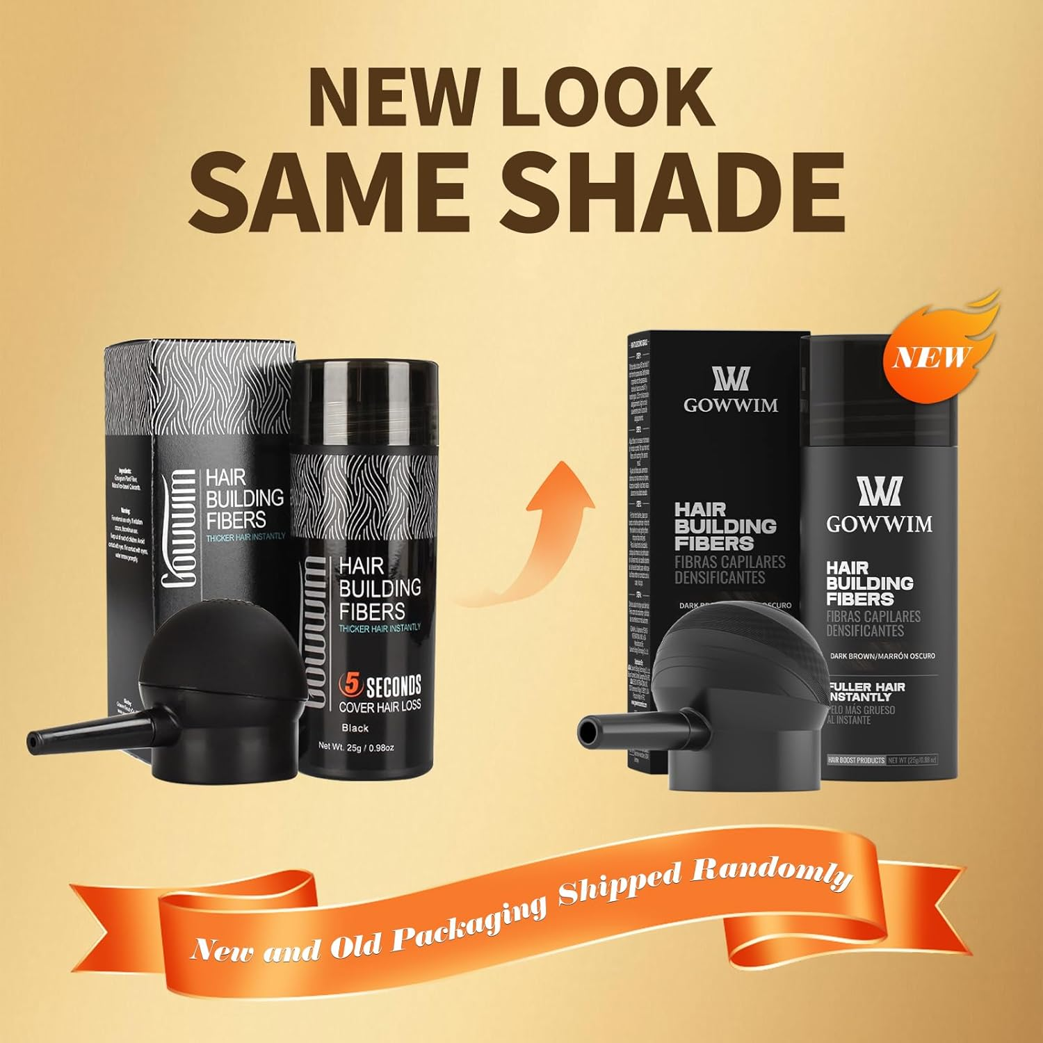 Gowwim Hair Thickening Fibers Best 2-In-1 Kit Set,Keratin Hair Building Fibers & Spray Application Atomizador Pump Nozzle & Hair Fiber Lock Hold Spray,Instantly Cover Sparse Hair Areas (Mid Brown) - Light Brown image number 6