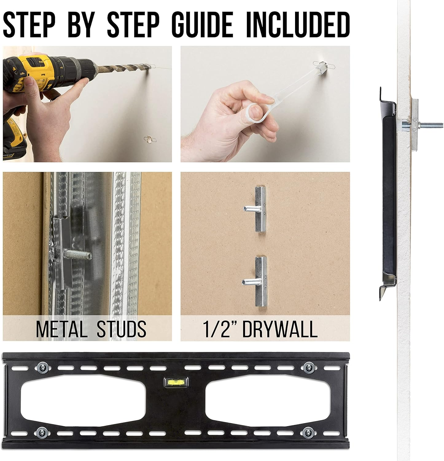 Condomounts MSK9010 Steel Stud TV Mounting Kit | Wall Mount VESA Mount Screws, Anchors & Titanium Drill Bit | Heavy Duty TV Mounting Hardware Kit Supports 200Lbs image number 6
