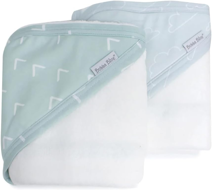 2PK Bubba Blue Bamboo 6.75X75Cm Nordic Hooded Towel Baby 0-12M Dusty Sky/Mint image number 2