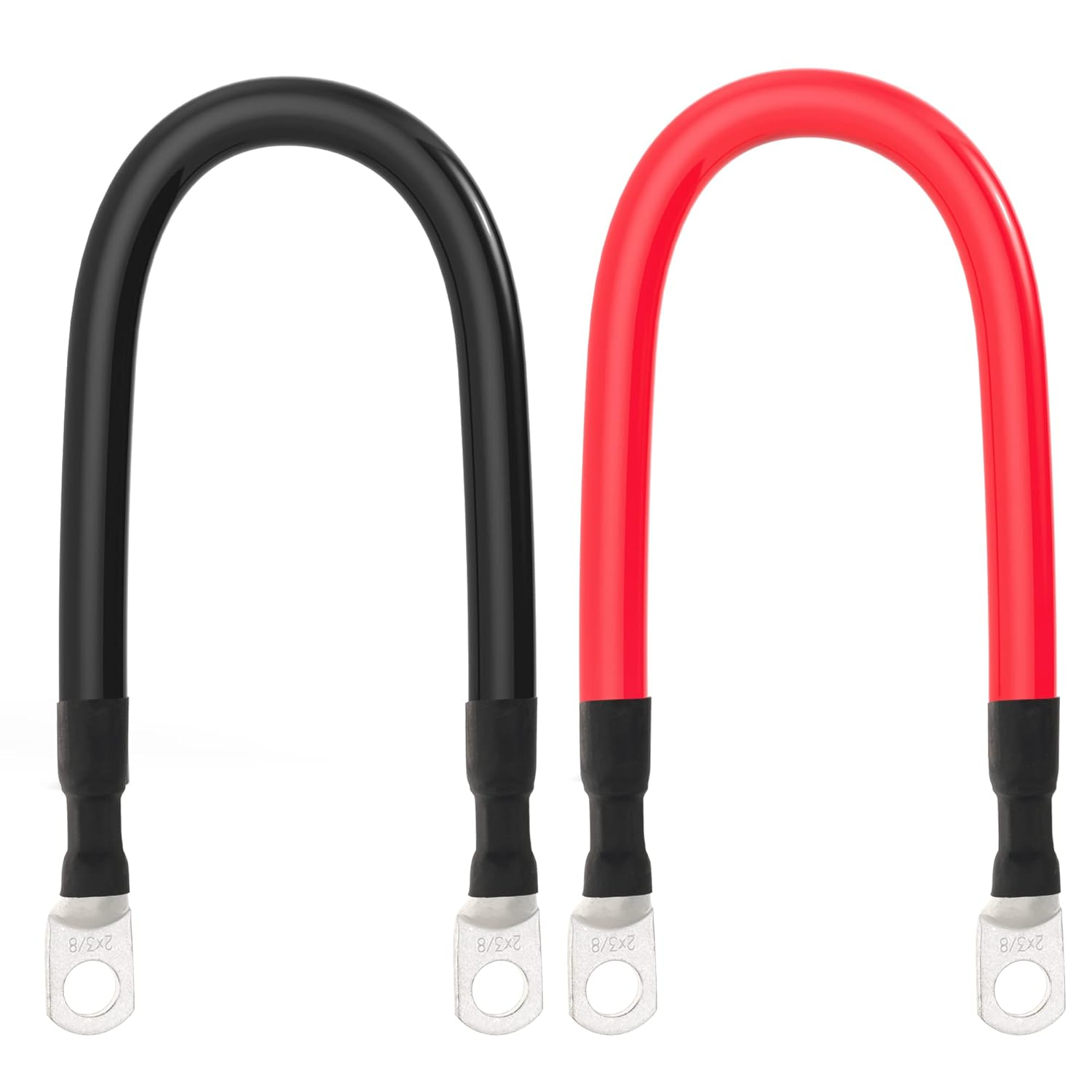 2 AWG Battery Cable 2AWG Gauge Battery Inverter Cables with 3/8 in Lugs Pure Copper Power Inverter Wire Set for Solar Marine Boat RV Car Motorcycle 2Pcs (1FT) image number 5