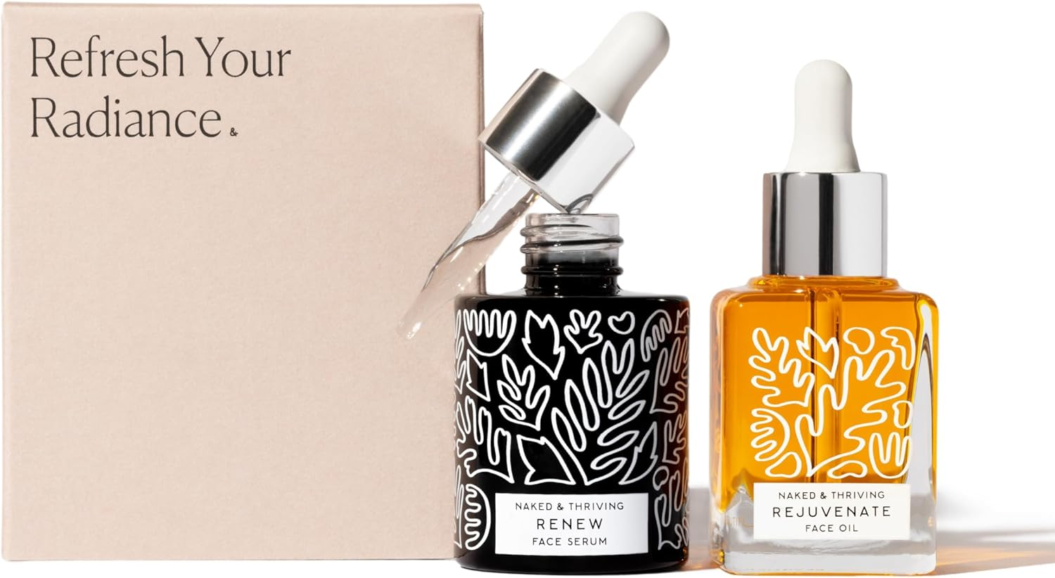 Naked & Thriving the Night Set | Renew Resurfacing Night Serum (30 Ml) + Rejuvenate Restorative Face Oil (35 Ml) with Hyaluronic Acid, Argan & Sea Buckthorn Oils and Fruit Ahas (Set of 2) image number 4