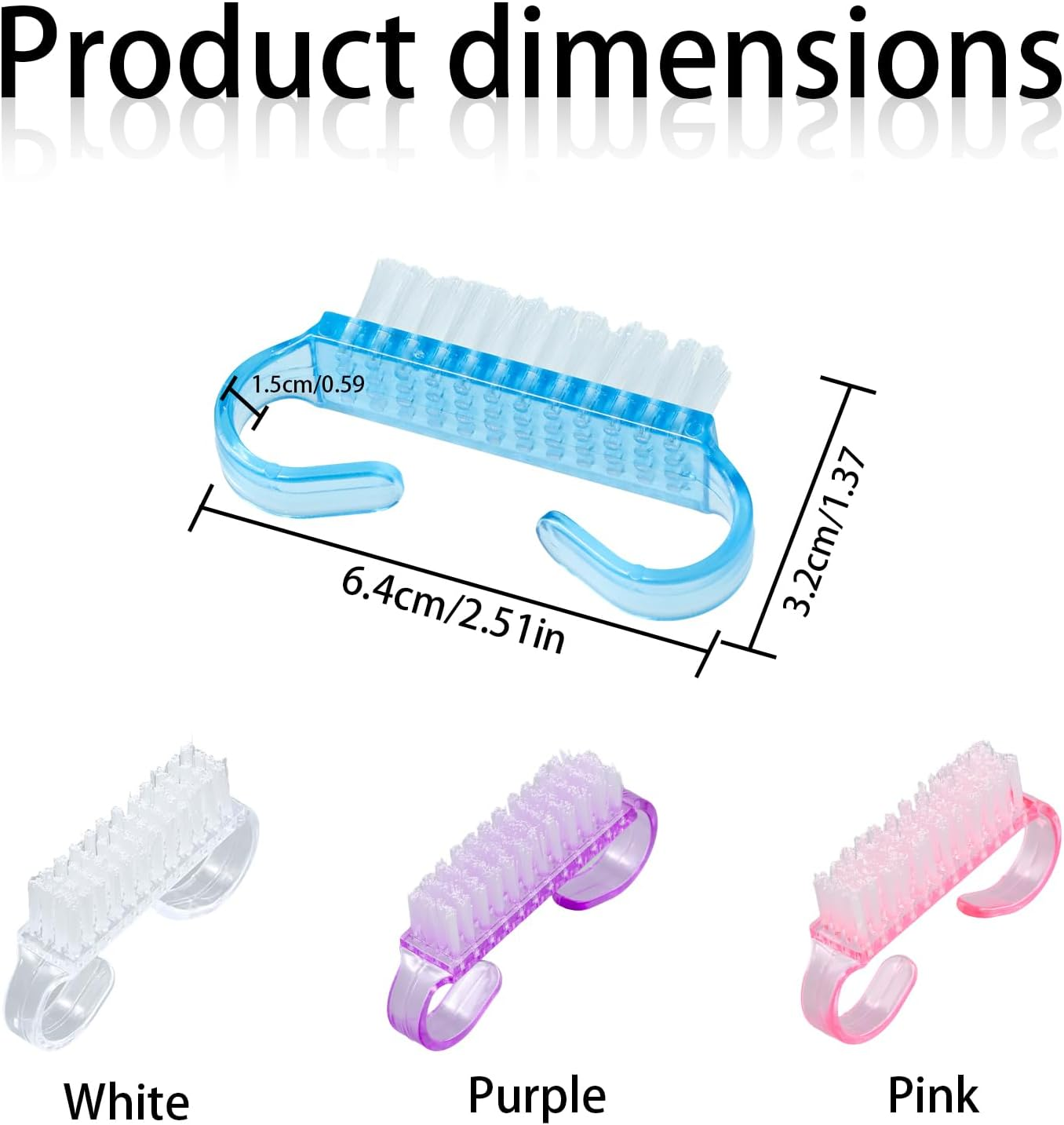 24 Pcs Nail Cleaning Brush with Handle Grip, Fingernail Scrub Cleaning Brushes Manicure Dust Brush Pedicure Scrubbing Tool for Toes and Nails, Home Garden Use image number 4