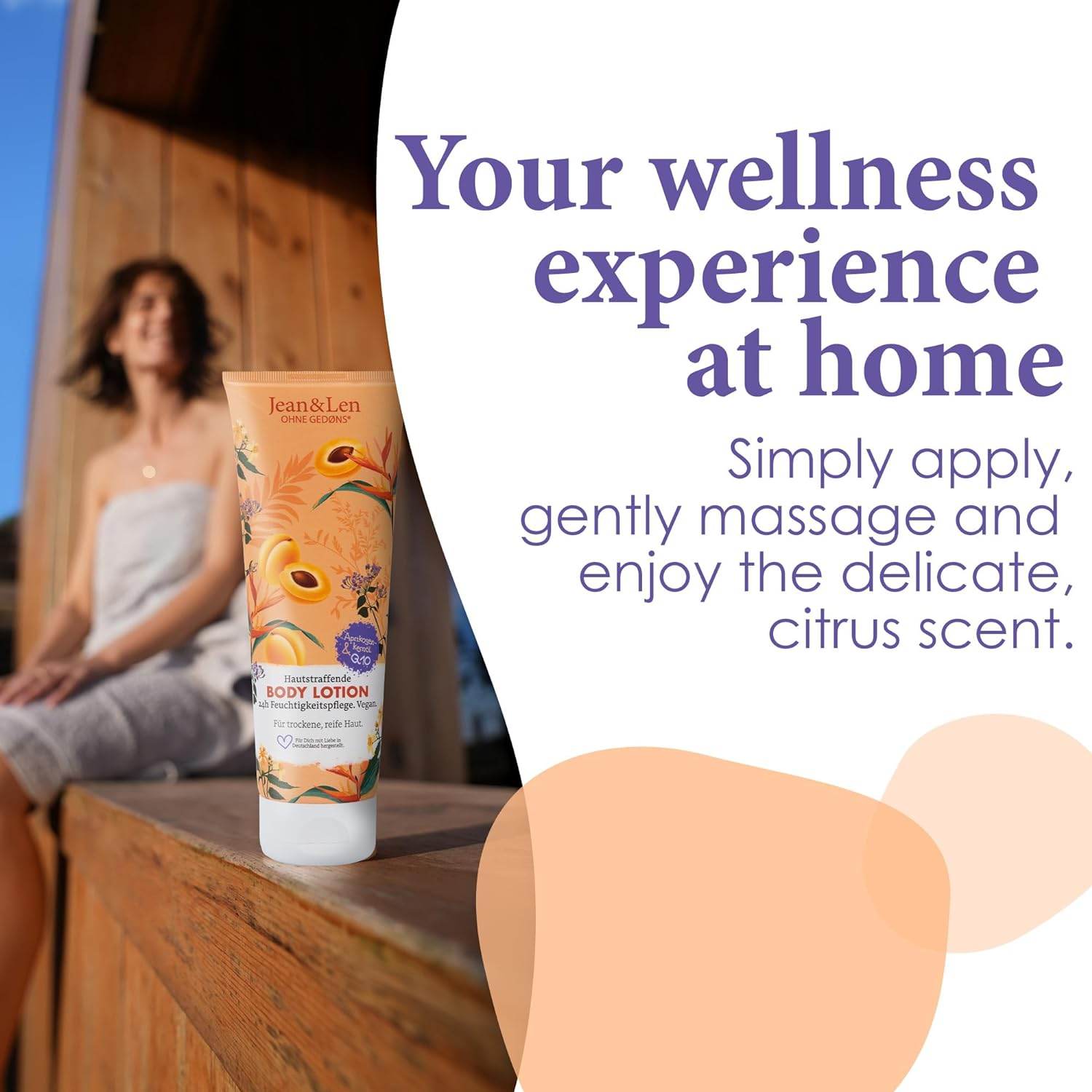 Jean & Len Skin Firming Body Lotion Apricot Kernel Oil & Q10, for Dry & Mature Skin, Gives Smooth Skin with Regular Use, Parabens & Silicones, Vegan Body Lotion, 250 Ml image number 3