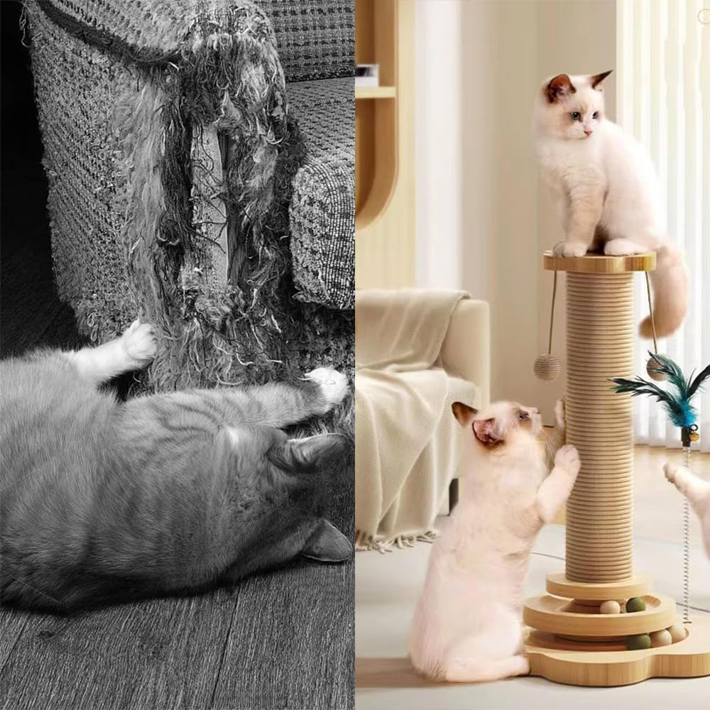 TOMVAES Plantains Cat Scratching Post, Sisal Cat Scratches Trees, Hanging Ball Toys, for Indoor Activity, Play, Intelligent Interactive image number 4