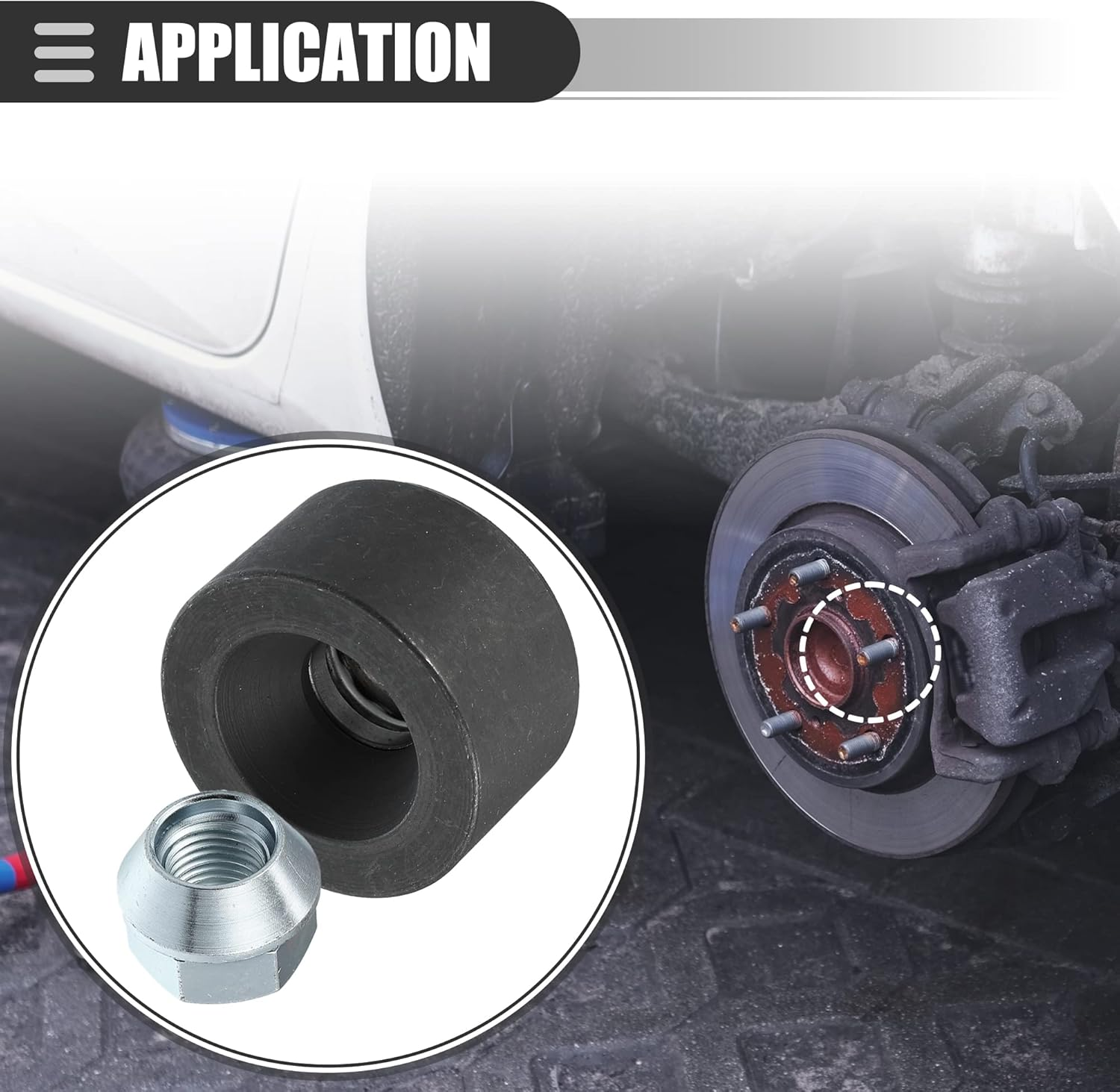 X AUTOHAUX Universal Wheel Stud Installer Tool, Tire Stud Tool, M12X1.25 M12X1.5 M14X1.5, Iron, with 3/4" Hex Wheel Lug Nuts, Silver Tone, 1 Set image number 5