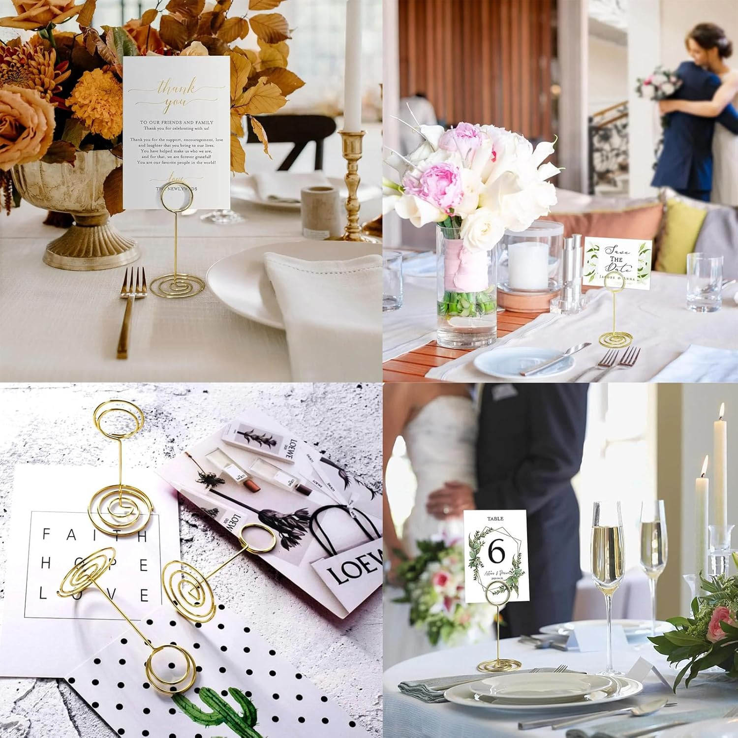 20 Pcs Gold Table Number Holders 3.35 Inch Short Wedding Place Card Stands for Reception, Party, Graduation, Restaurant Centerpiece Decor, Photo Menu Memo Holder, Home Table Decorations image number 4